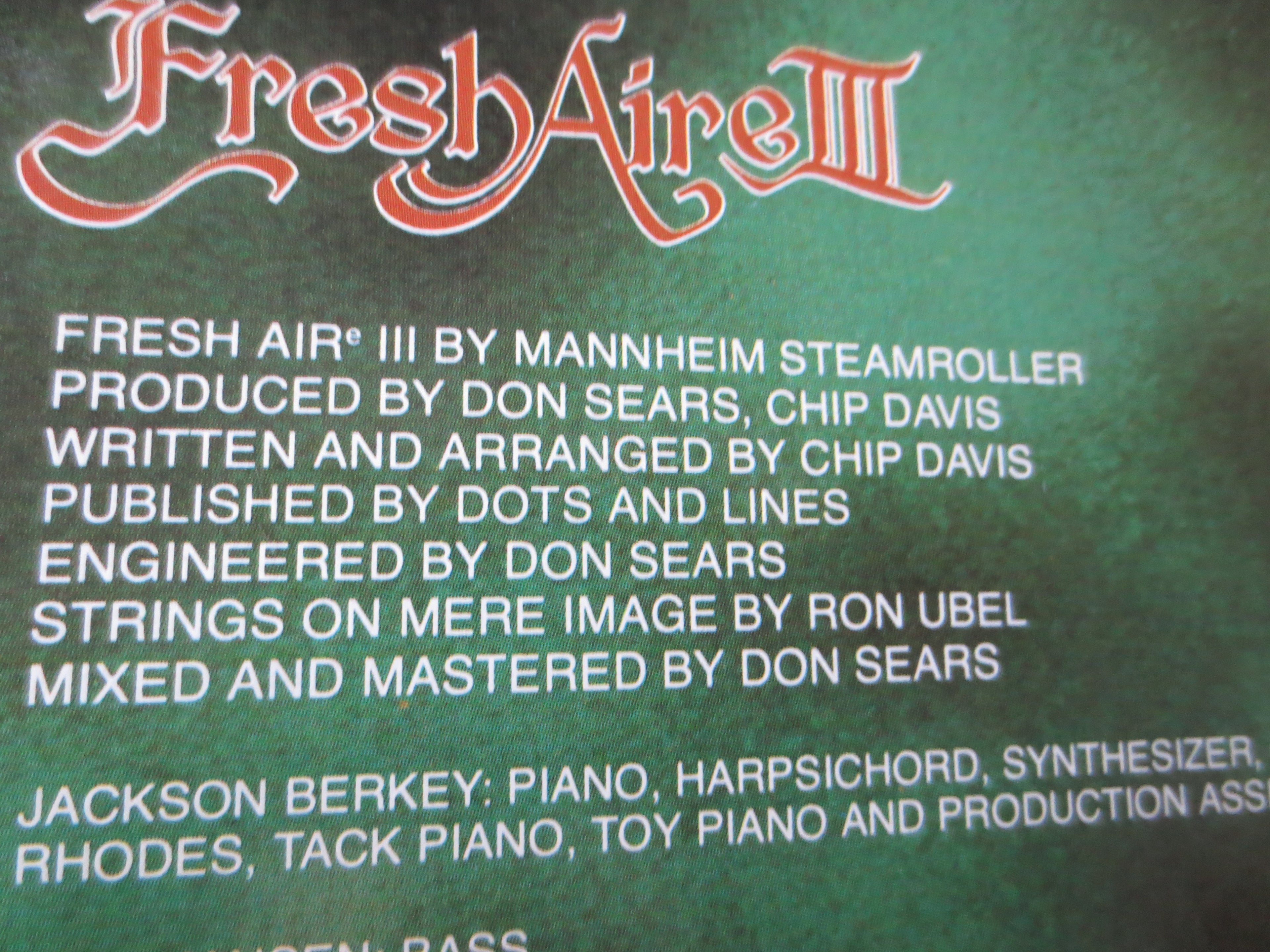 Mannheim Steamroller – Fresh Aire III (1979) Vinyl LP