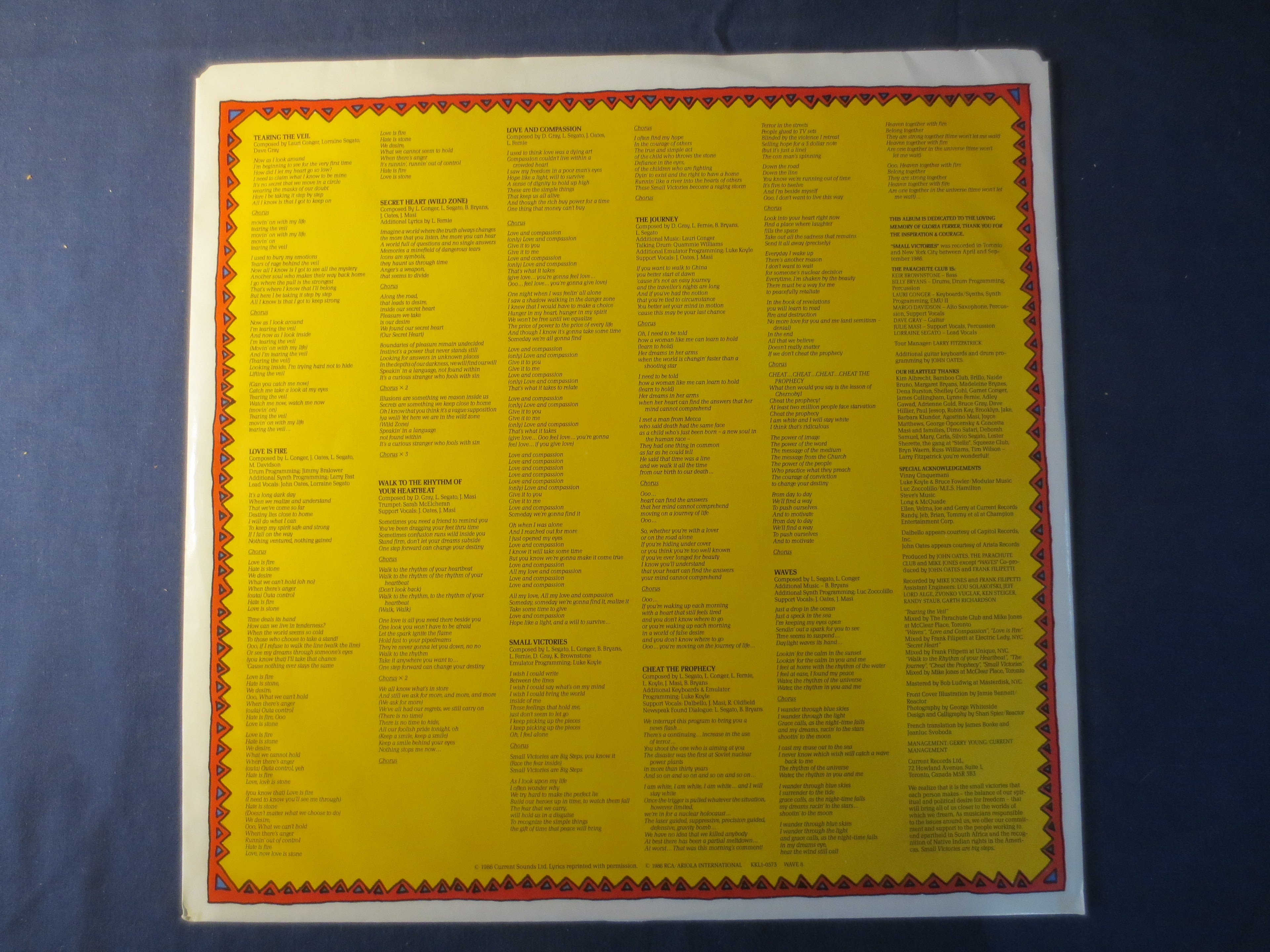 The Parachute Club – Small Victories (1986) Vinyl LP