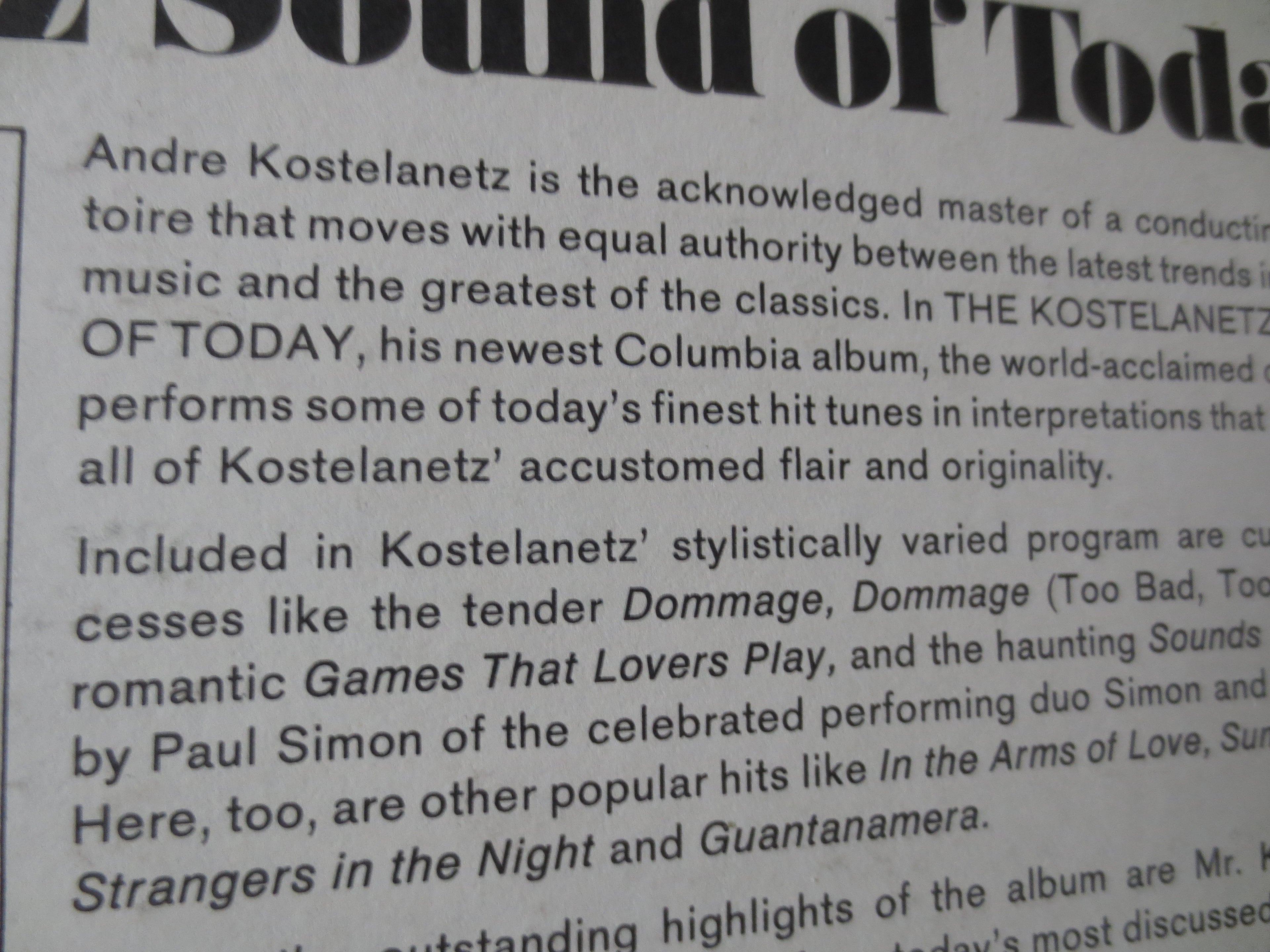 André Kostelanetz – Sound of Today (1967) Vinyl LP