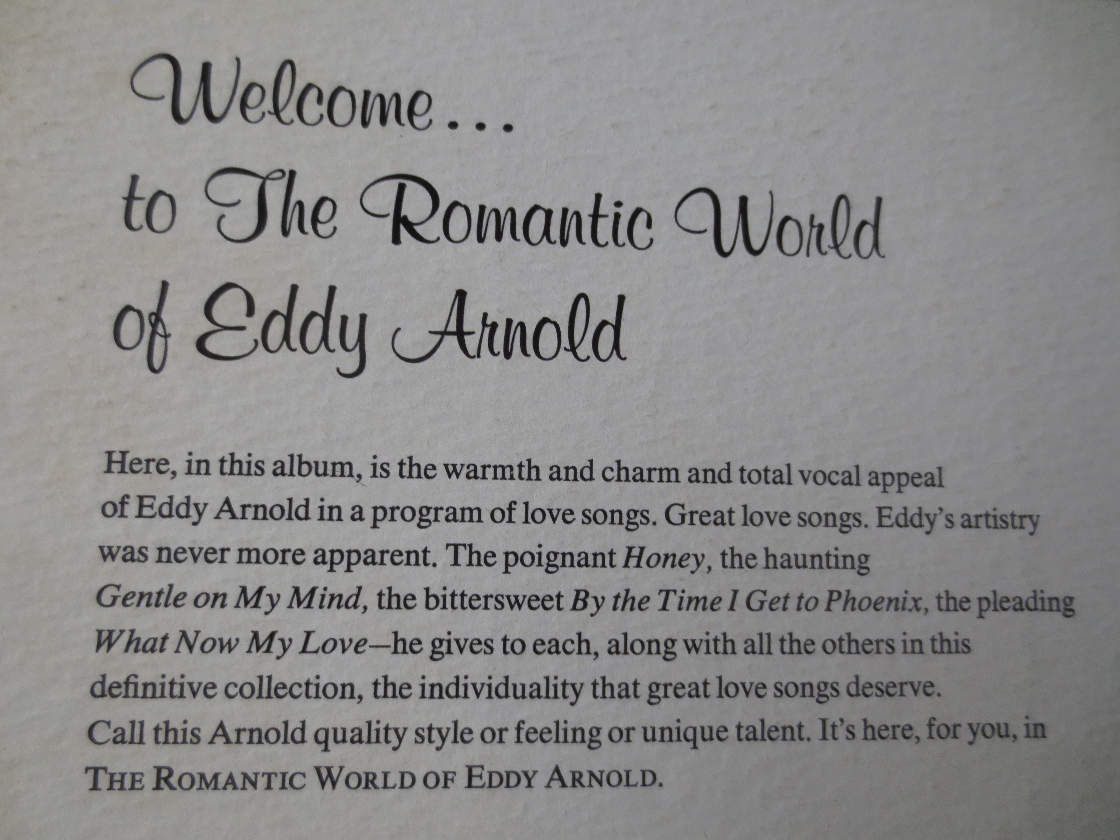 Eddy Arnold – Romantic World (1968) Vinyl LP