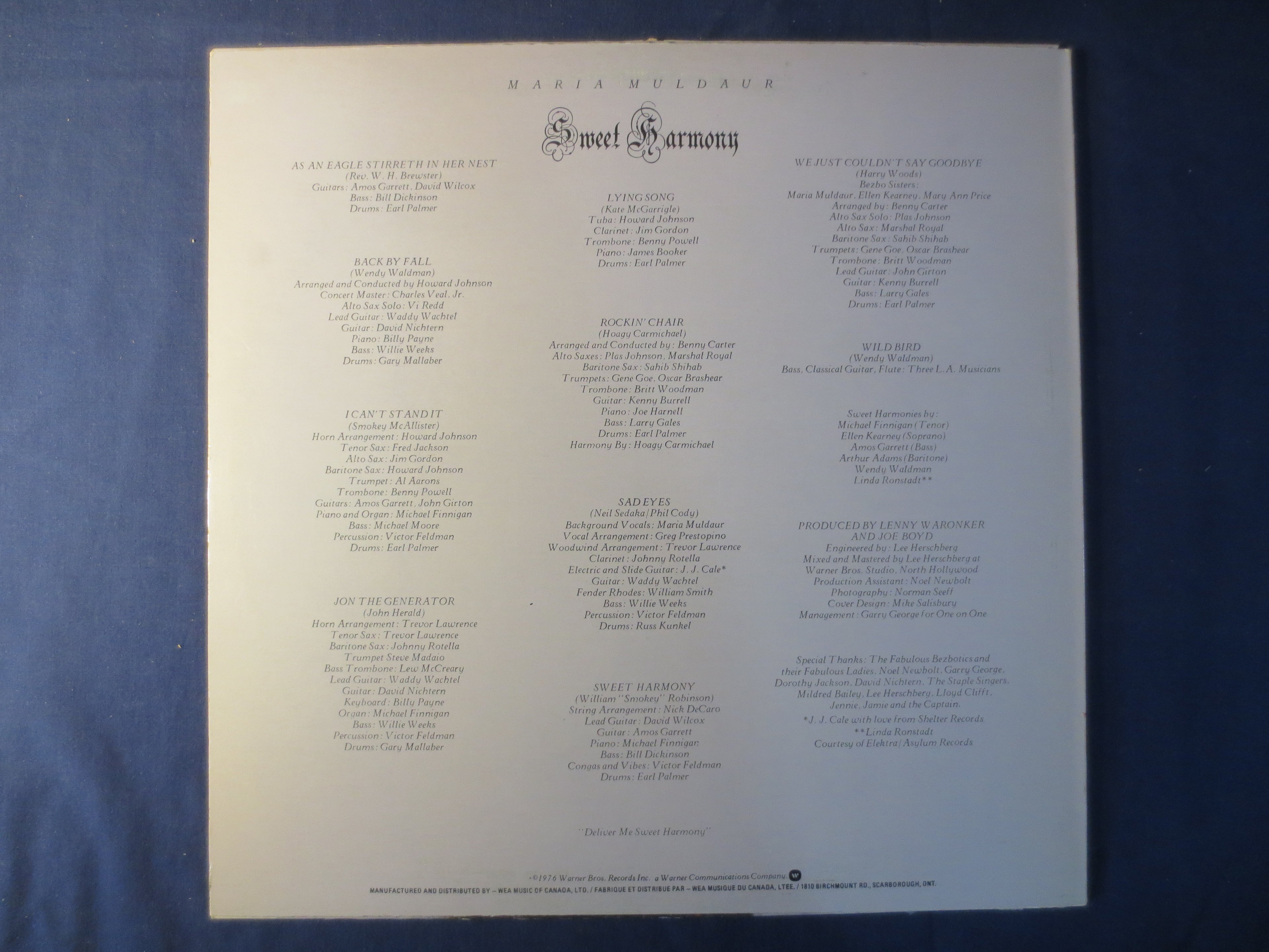 Maria Muldaur – Sweet Harmony (1976) Vinyl LP
