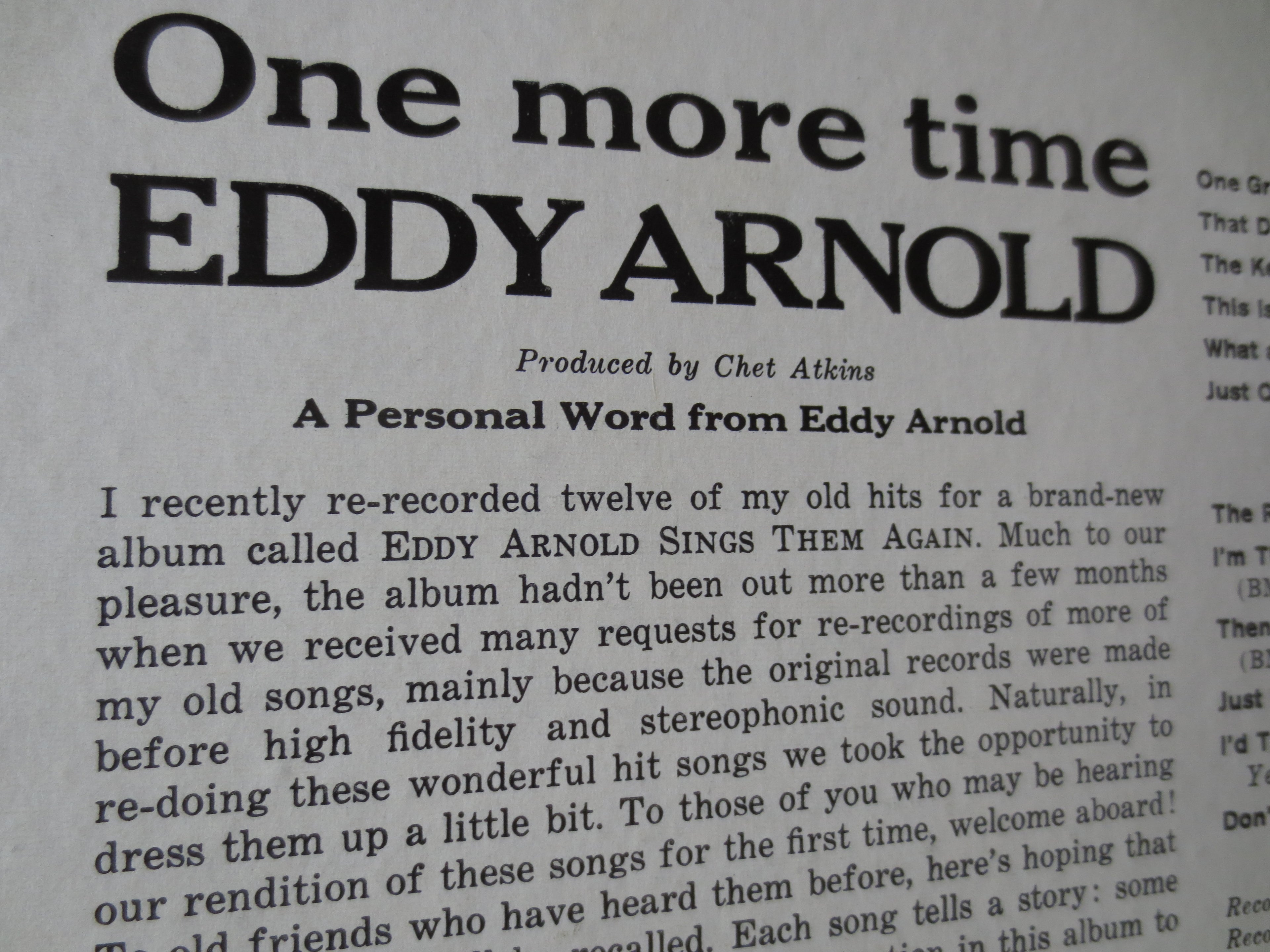 Eddy Arnold – One More Time (1962) Vinyl LP