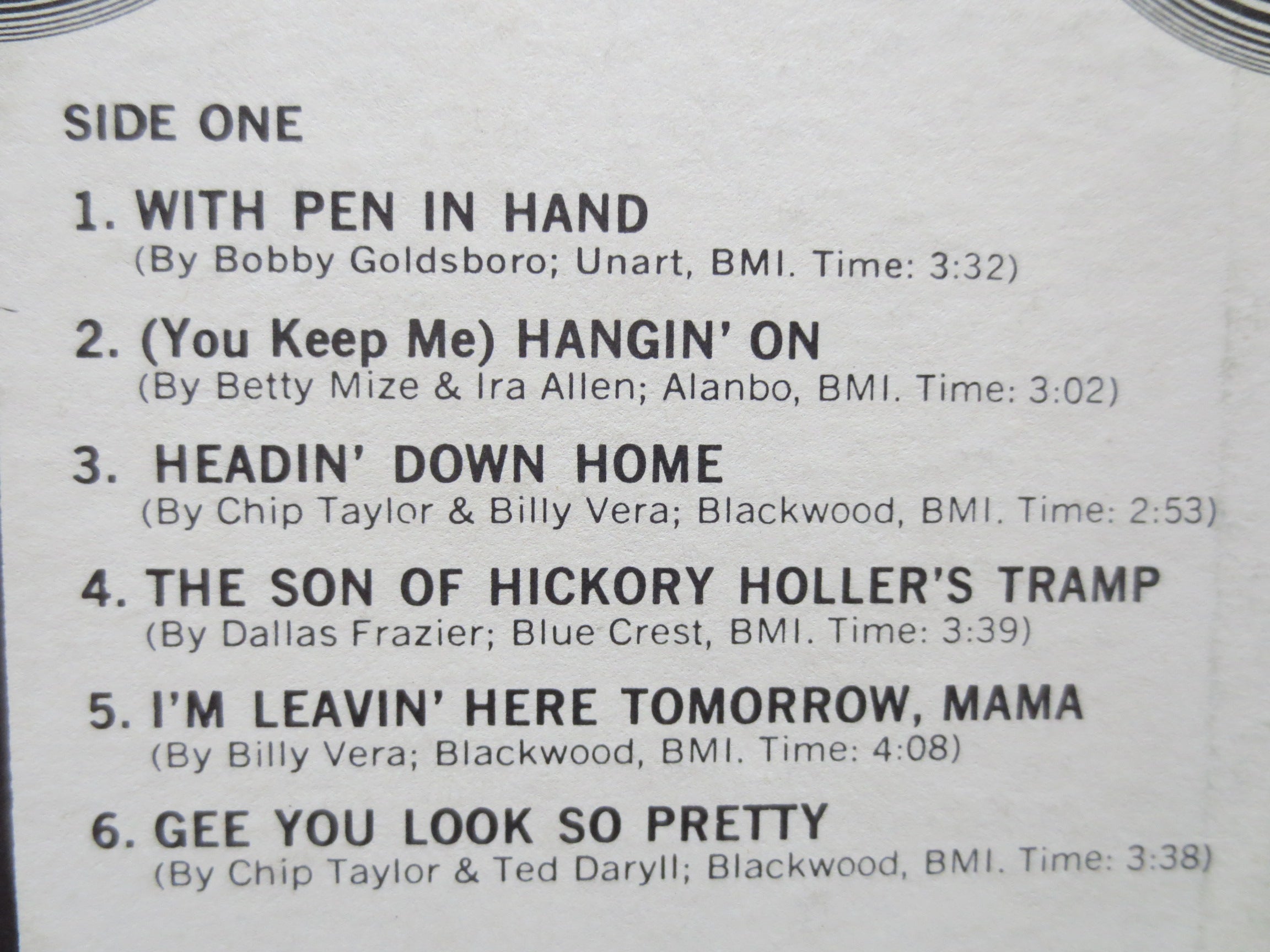 Billy Vera – With Pen in Hand (1968) [Vinyl LP]