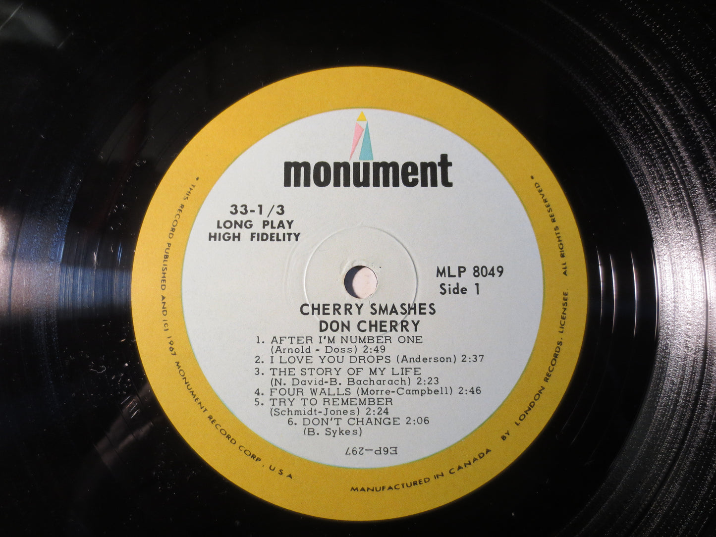 DON Cherry, CHERRY SMASHES, Novelty Record, Novelty Album, Novelty Vinyl, Vintage Vinyl, Records, Vinyl Album, 1966 Records
