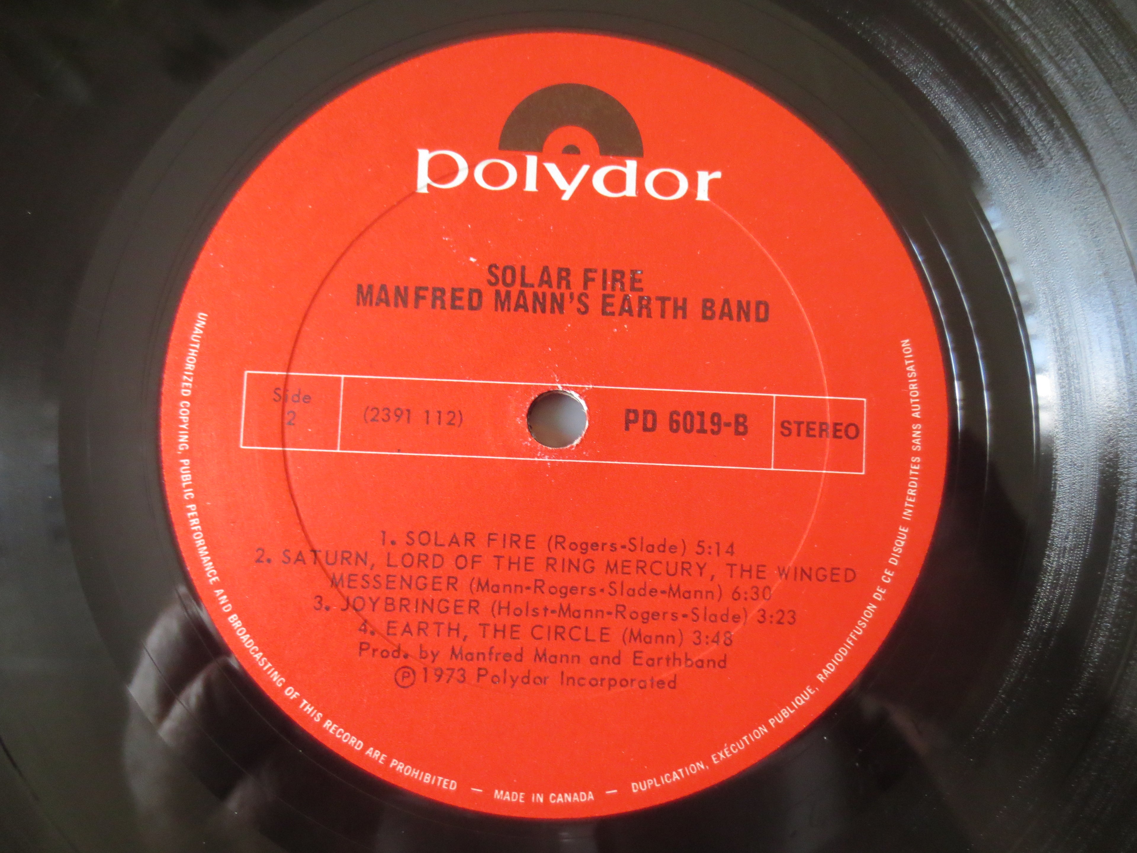 Manfred Mann's Earth Band – Solar Fire (1973) Vinyl LP