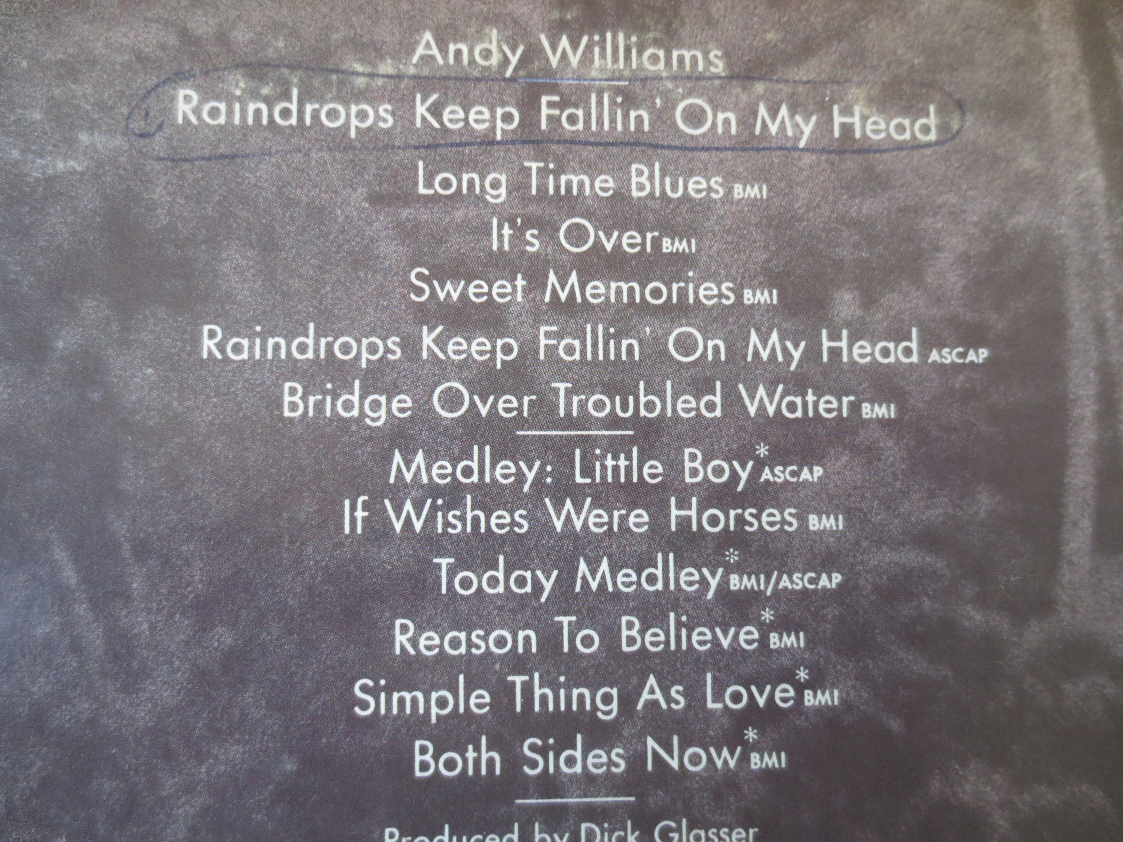 Andy Williams – Raindrops Keep Fallin' on My Head (1969) [Vinyl LP]