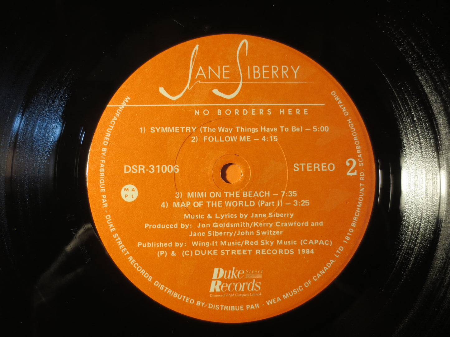 JANE SIBERRY, No Borders HERE, Jane Siberry Record, Jane Siberry Album, Jane Siberry Lp, Vinyl Record, Lps, 1984 Records