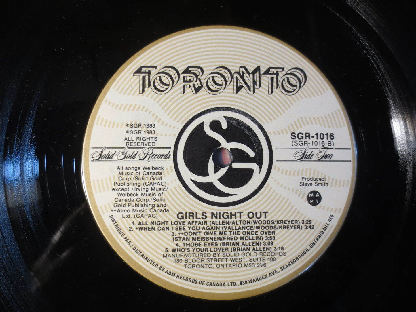 TORONTO, GIRLS NIGHT Out, 3D Records, Rock Records, Toronto Album, Toronto Lp, Toronto Record, Vinyl Records, 1983 Records