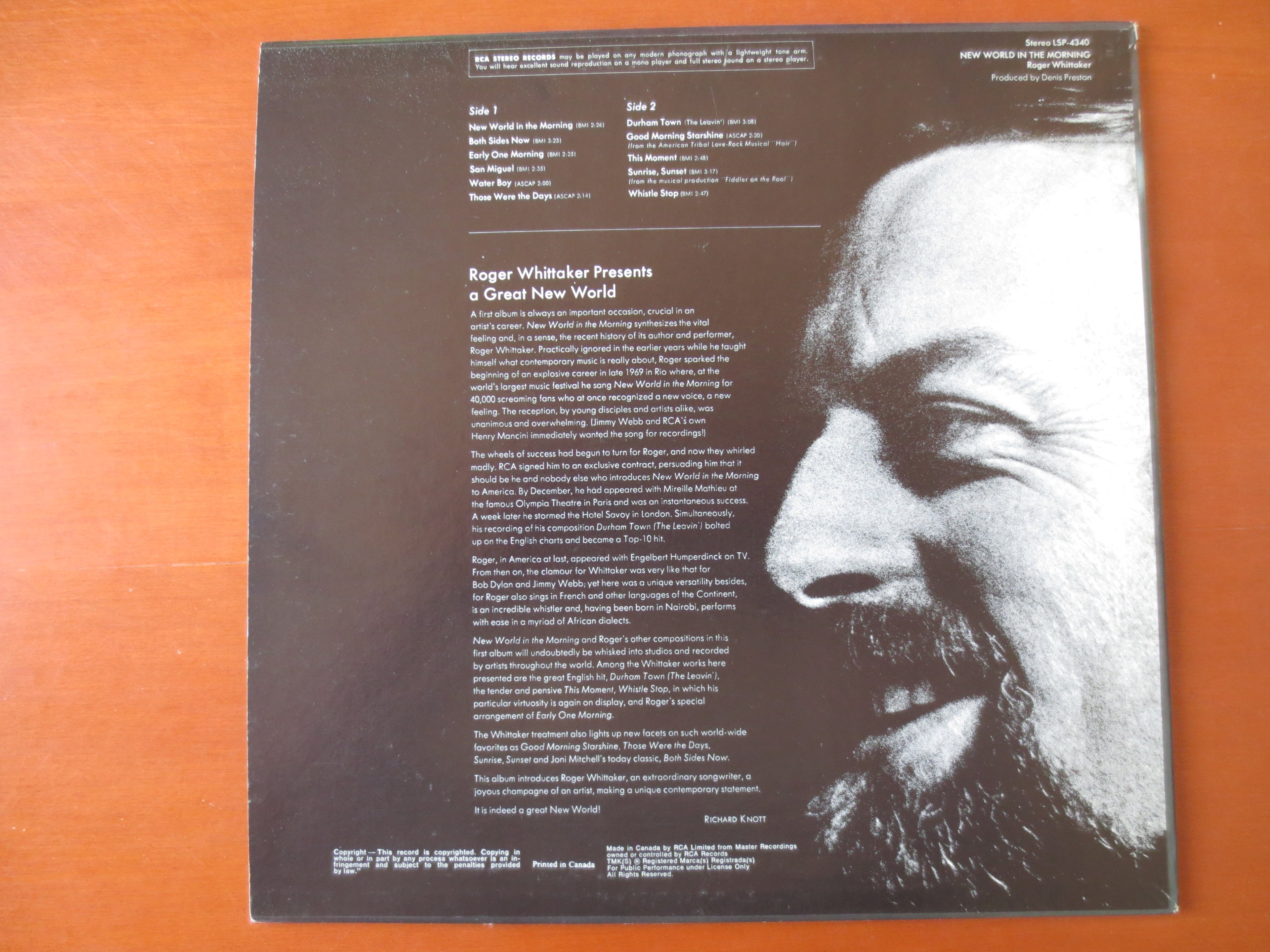 Roger Whittaker – New World in the Morning (1970) Vinyl LP