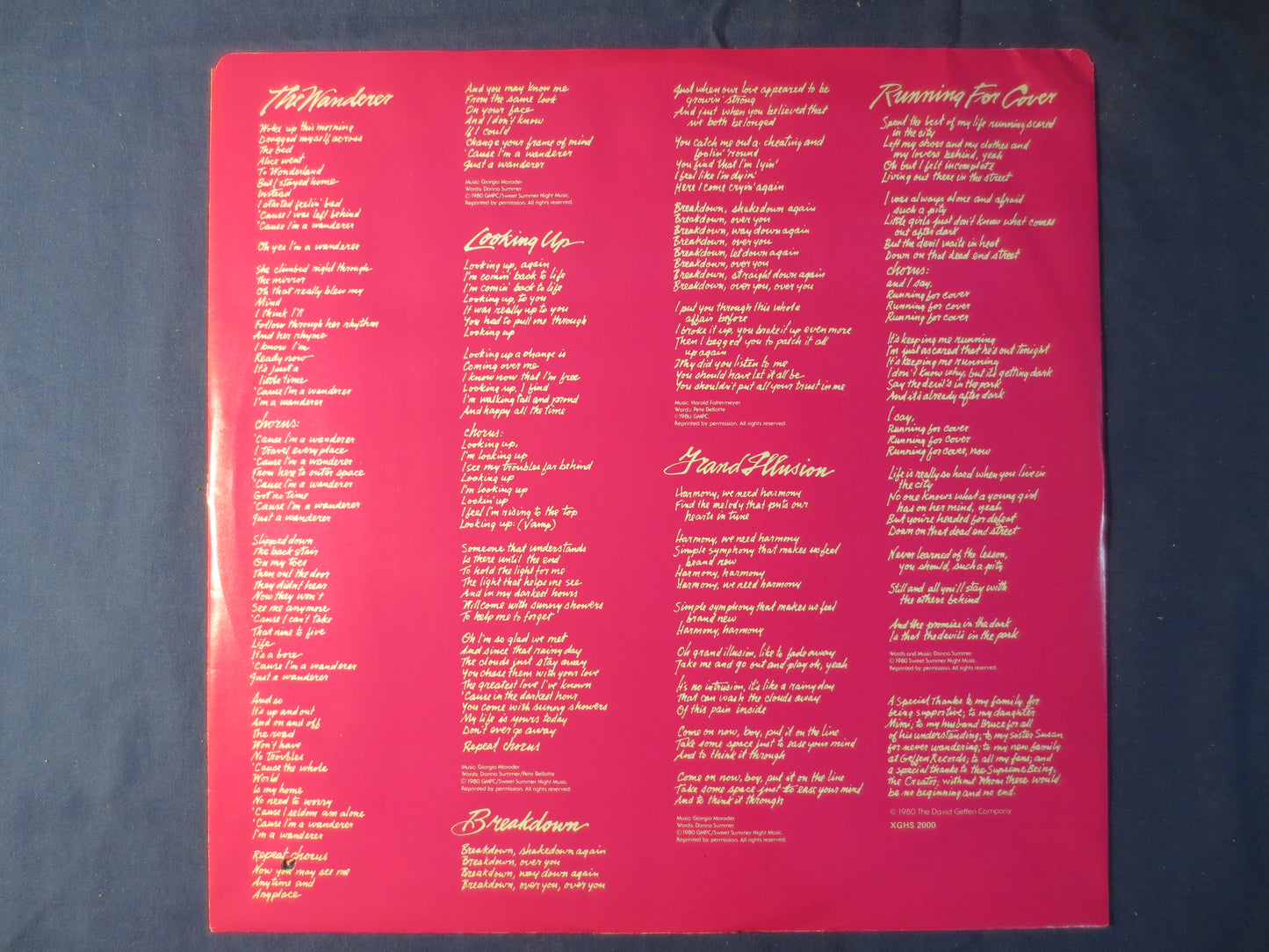 DONNA SUMMER, The WANDERER, Donna Summer Vinyl, Donna Summer Lp, Vintage Vinyl, Disco Records, Vinyl Lp, 1980 Records