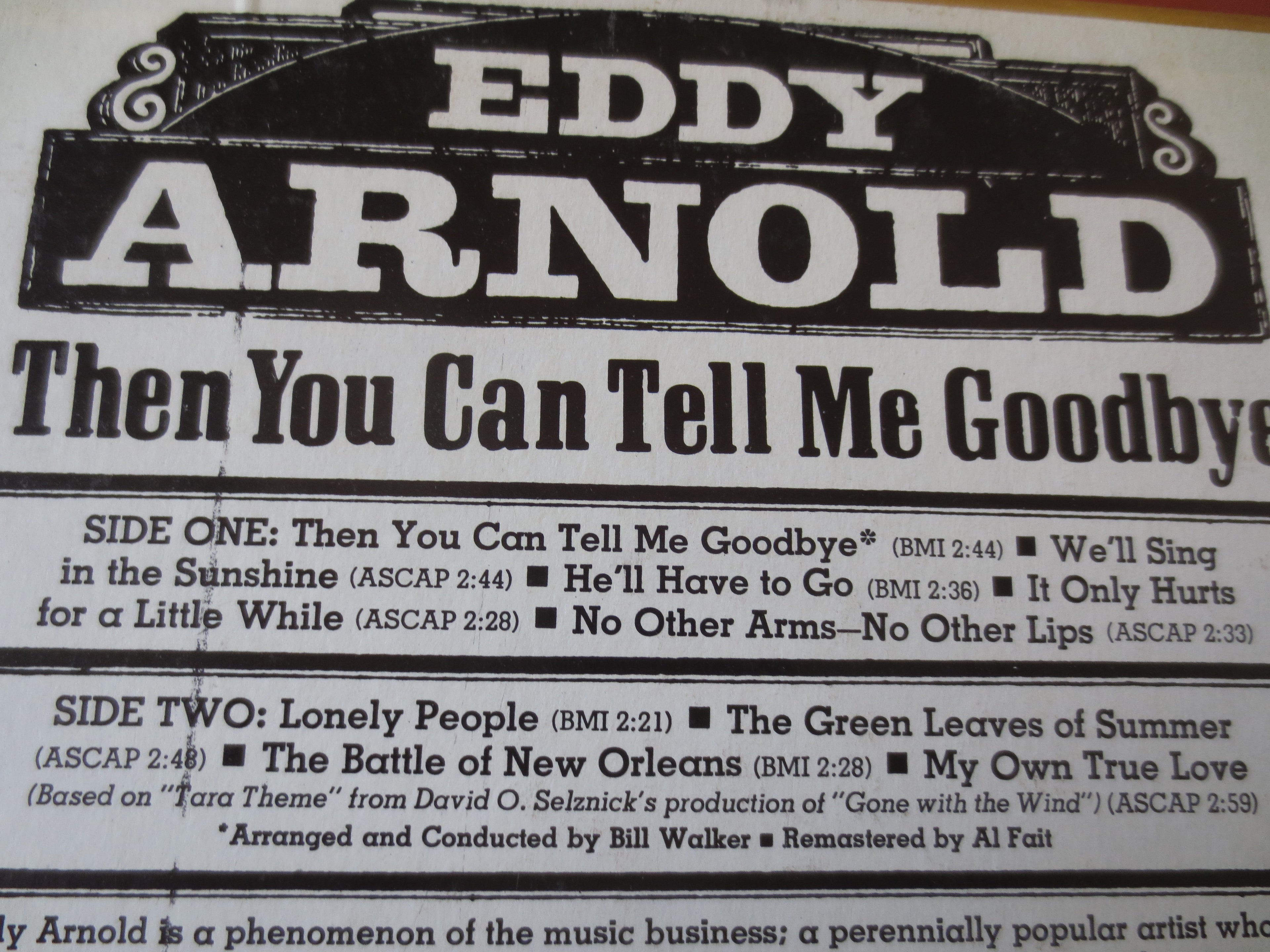Eddy Arnold – Then You Can Tell Me Goodbye (1971) [Vinyl LP]