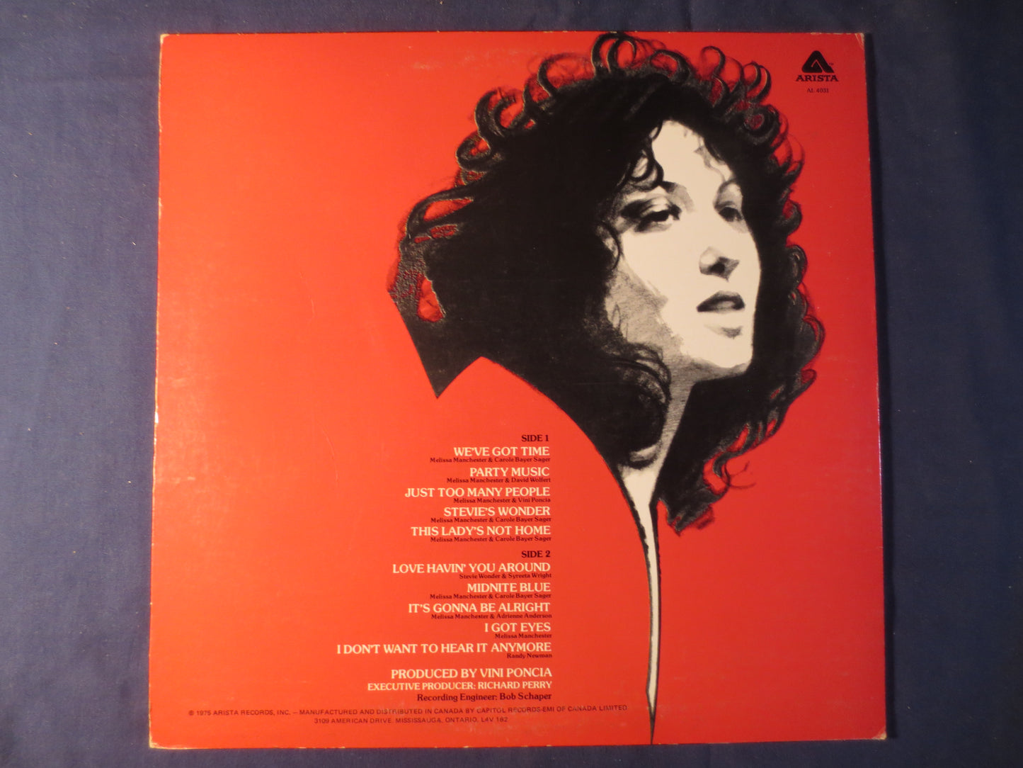 MELISSA MANCHESTER, MELISSA, Pop Record, Pop Vinyl, Vintage Vinyl, Record Vinyl, Record, Vinyl Record, Vinyl, 1975 Records