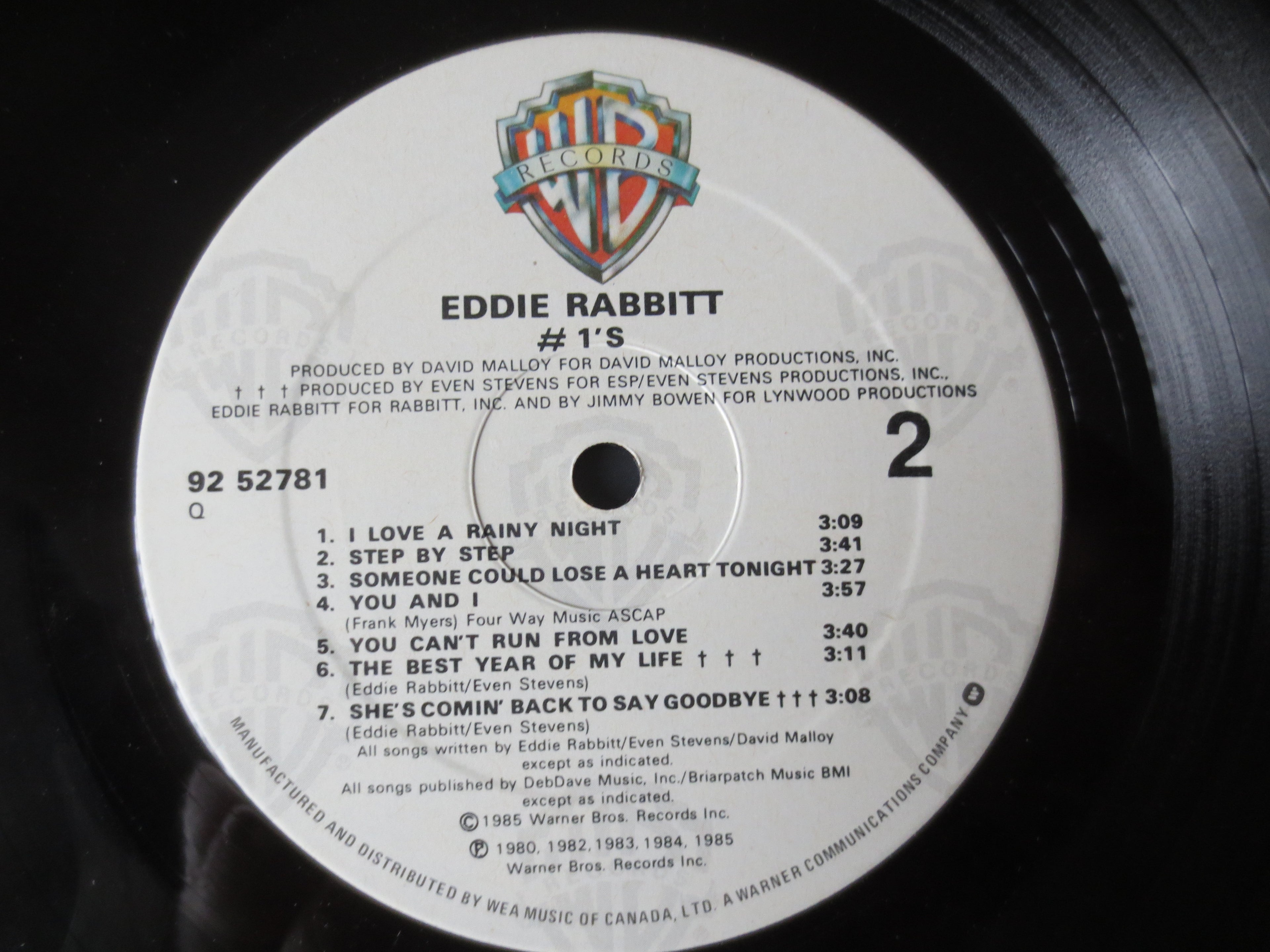 Eddie Rabbitt – #1's (1985) Vinyl LP