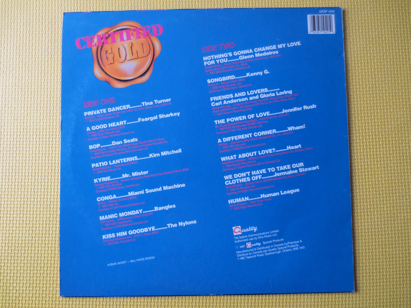 CERTIFIED GOLD, HIT Songs, Heart Records, Wham! Lps, Human League Lp, Feargal Sharkey Lp, Dan Seals Lp, Lps, 1987 Records