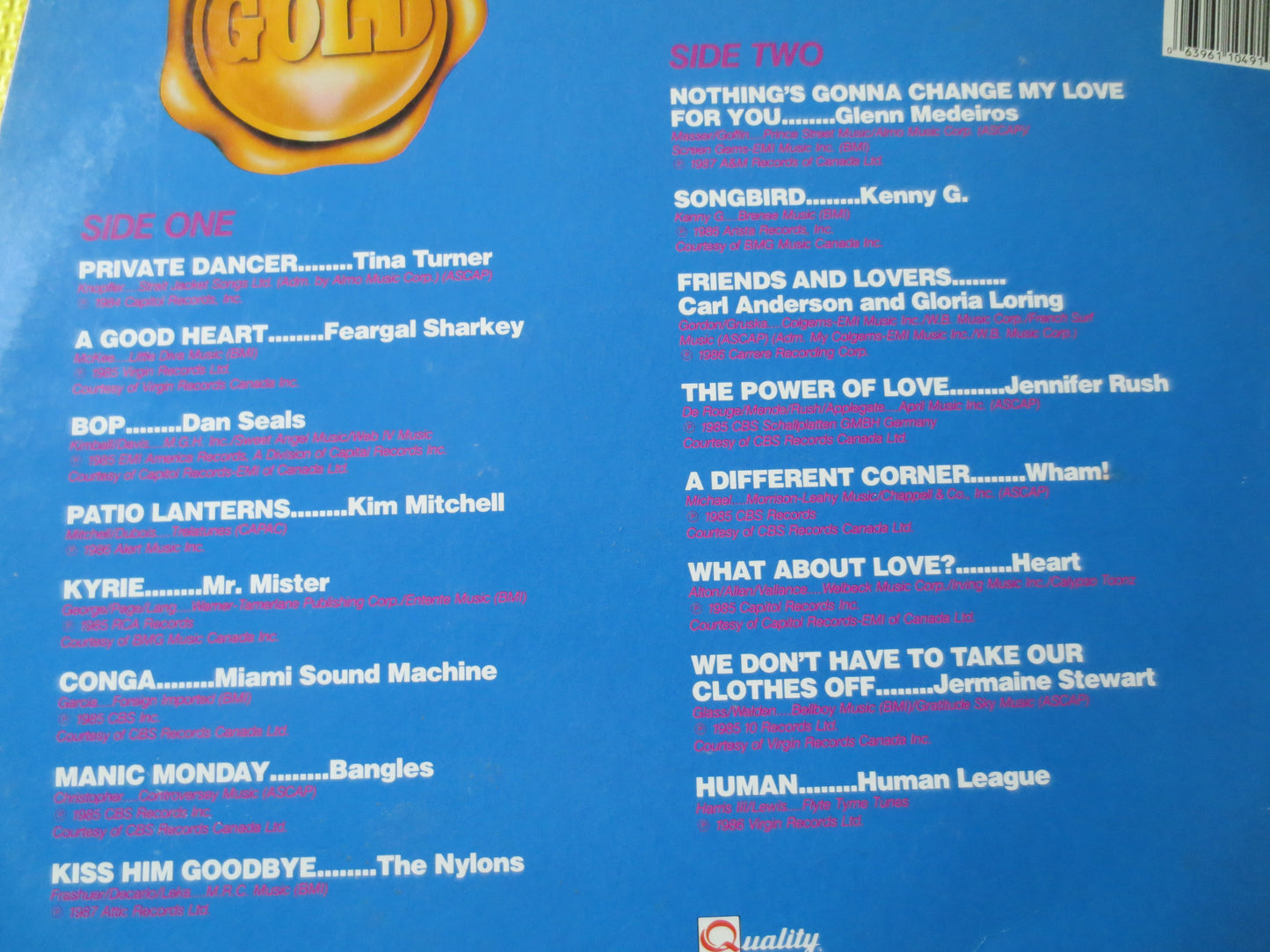 CERTIFIED GOLD, HIT Songs, Heart Records, Wham! Lps, Human League Lp, Feargal Sharkey Lp, Dan Seals Lp, Lps, 1987 Records