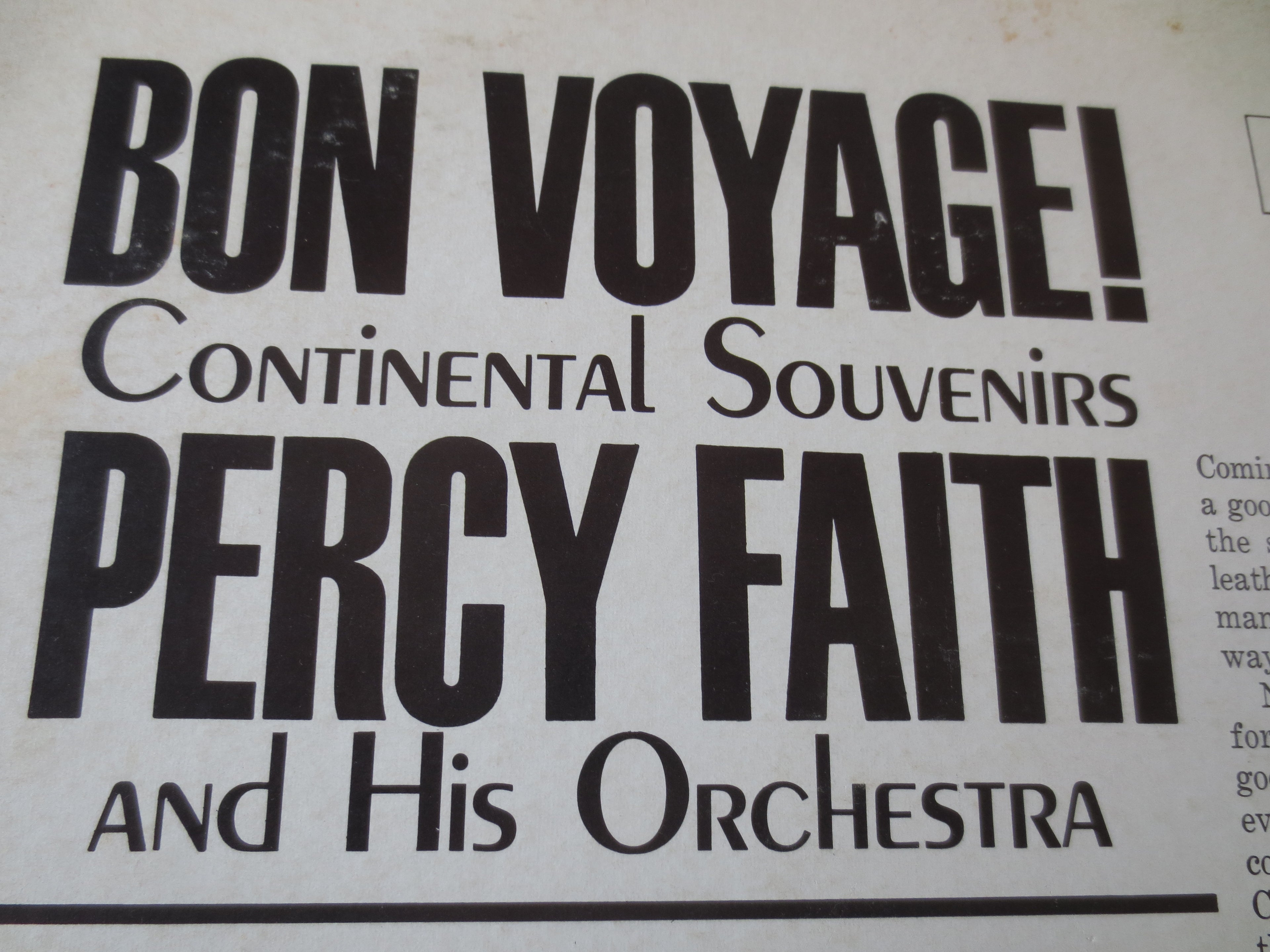 Percy Faith – Bon Voyage (1960) [Vinyl LP]