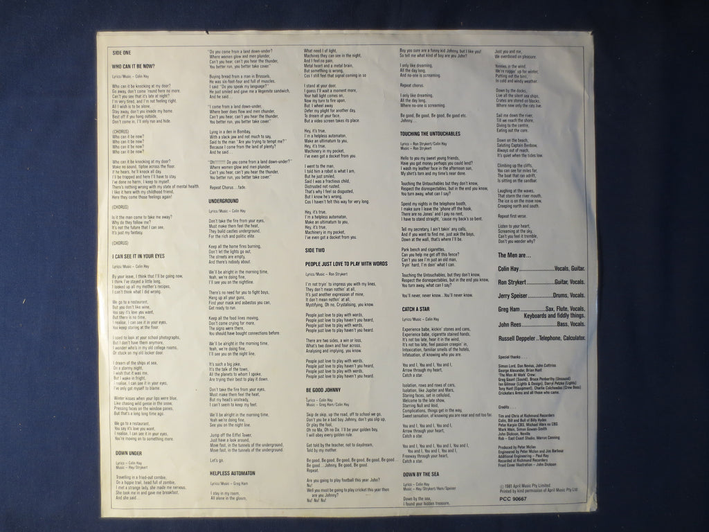Men at Work – Business as Usual (1981) Vinyl LP