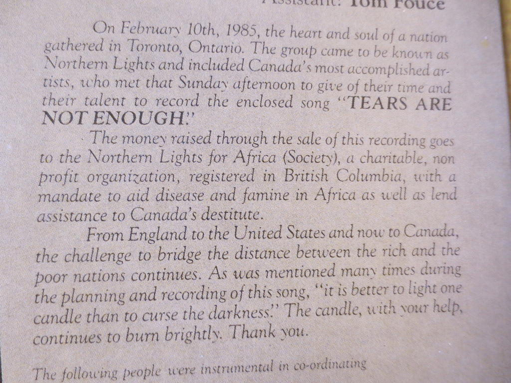 Northern Lights – Tears Are Not Enough (1985) Vinyl EP