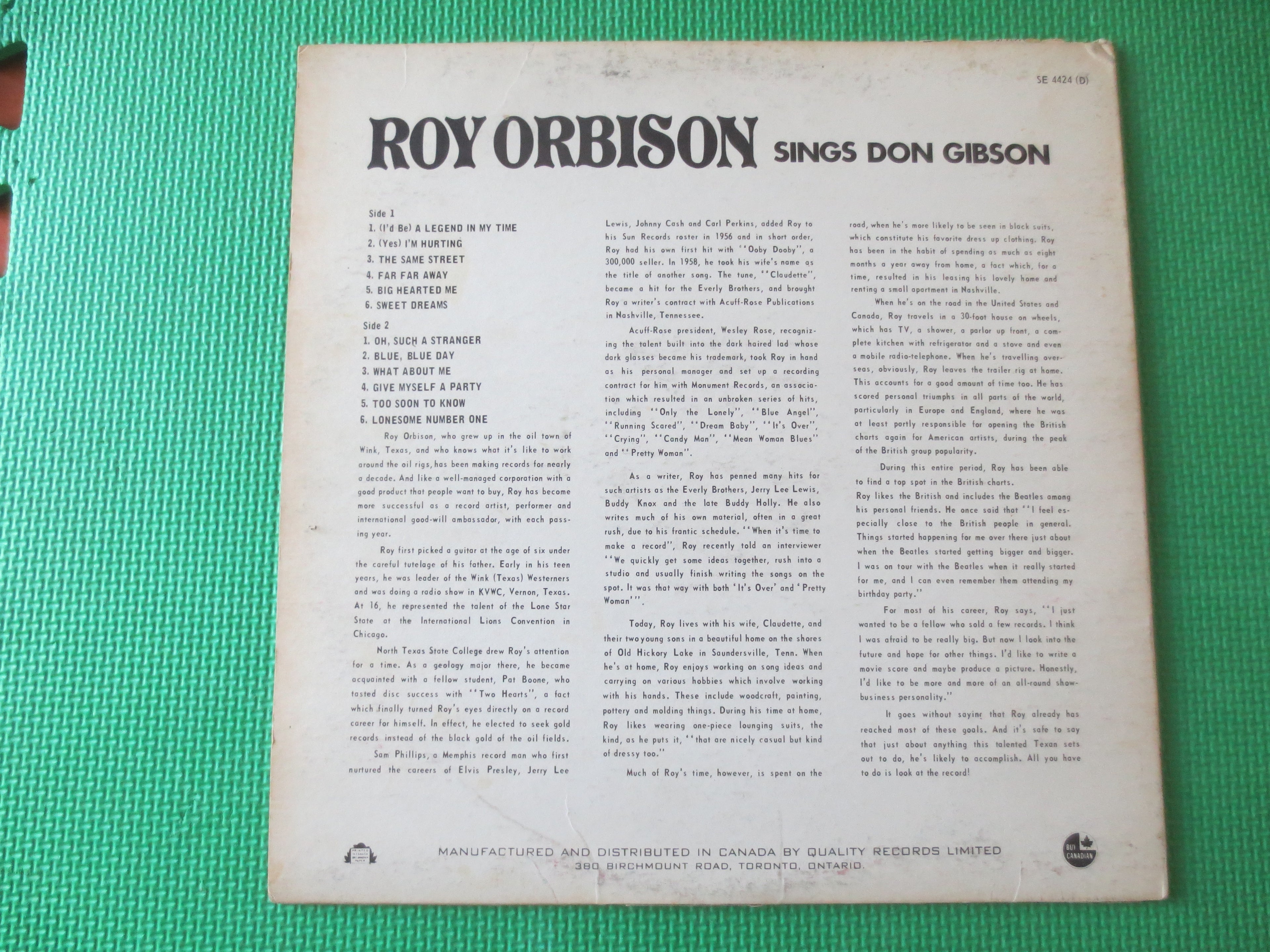 Roy Orbison – Roy Orbison Sings Don Gibson (1966) [Vinyl LP]