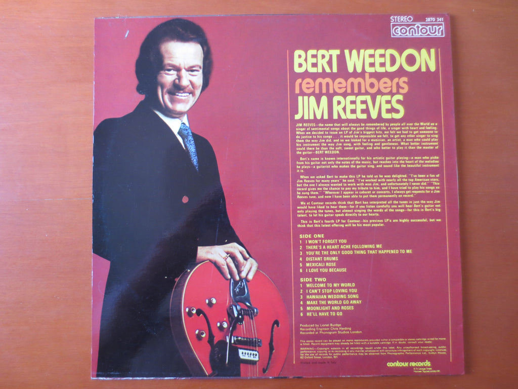 Bert Weedon – Remembers Jim Reeves (1973) Vinyl LP