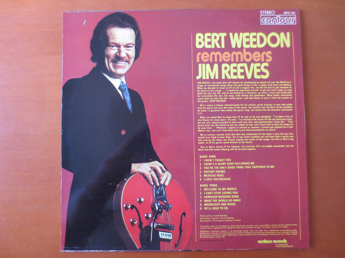 Bert Weedon – Remembers Jim Reeves (1973) Vinyl LP