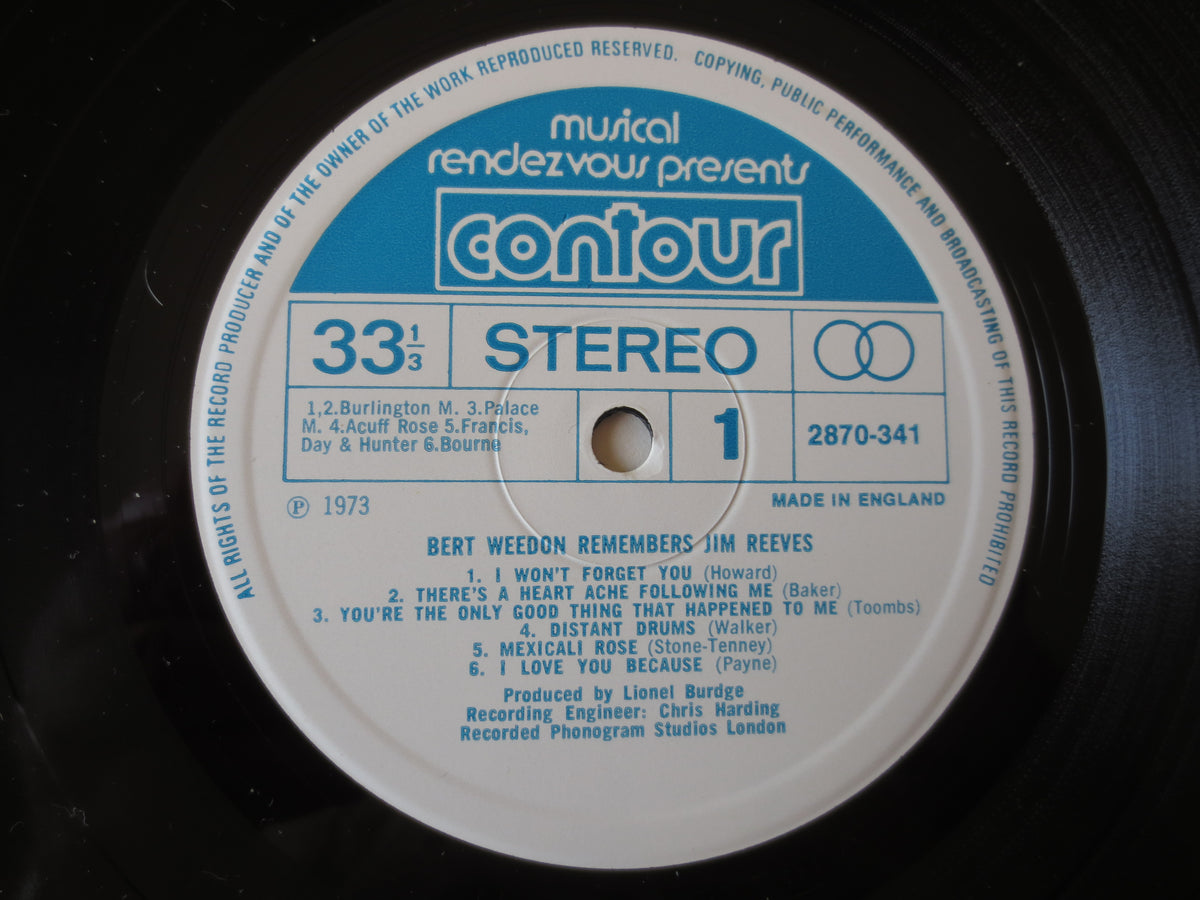 Bert Weedon – Remembers Jim Reeves (1973) Vinyl LP