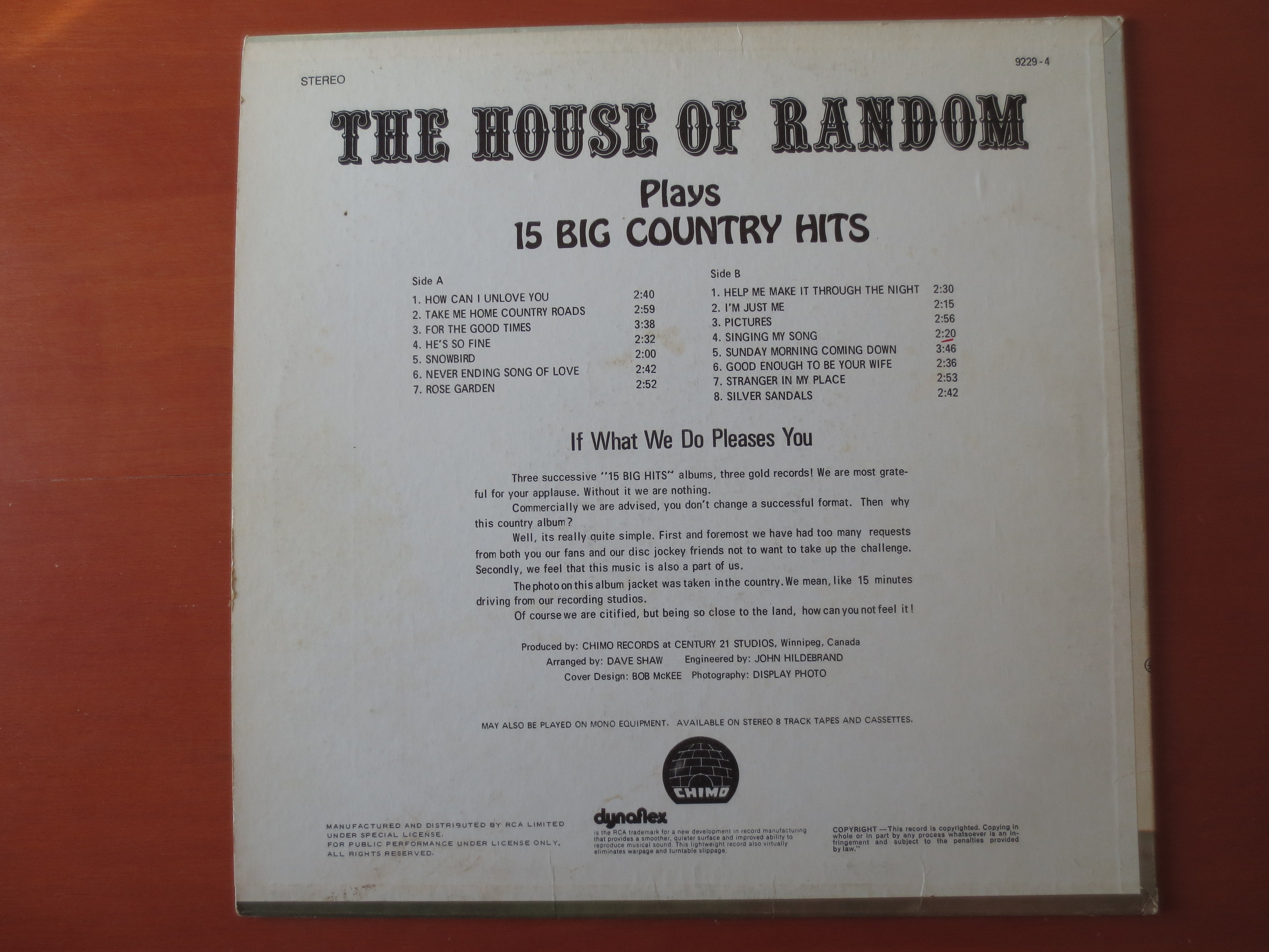 House of Random – 15 Big Country Hits (1967) Vinyl LP