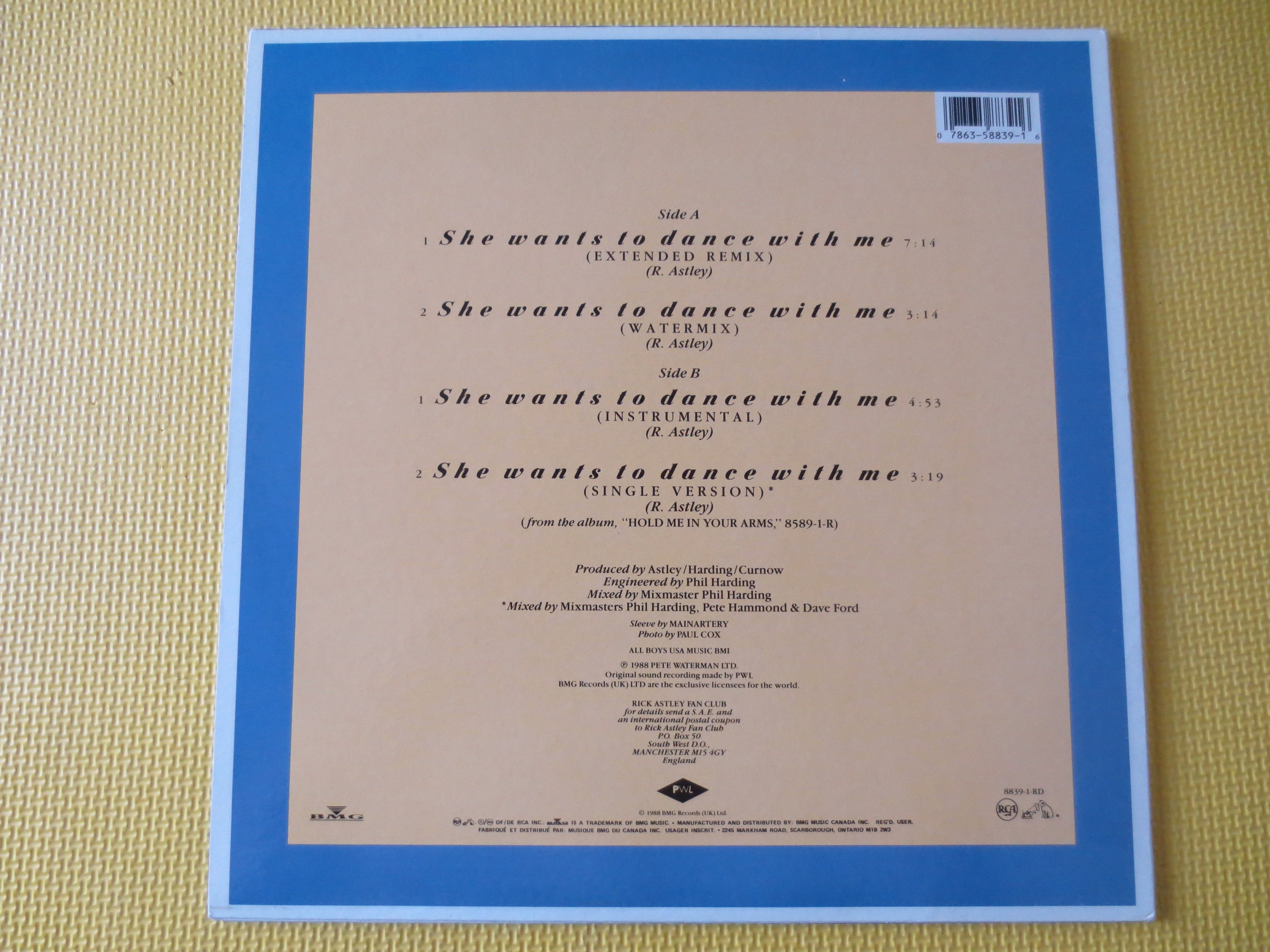 Rick Astley – She Wants to Dance with Me (1988) Vinyl EP