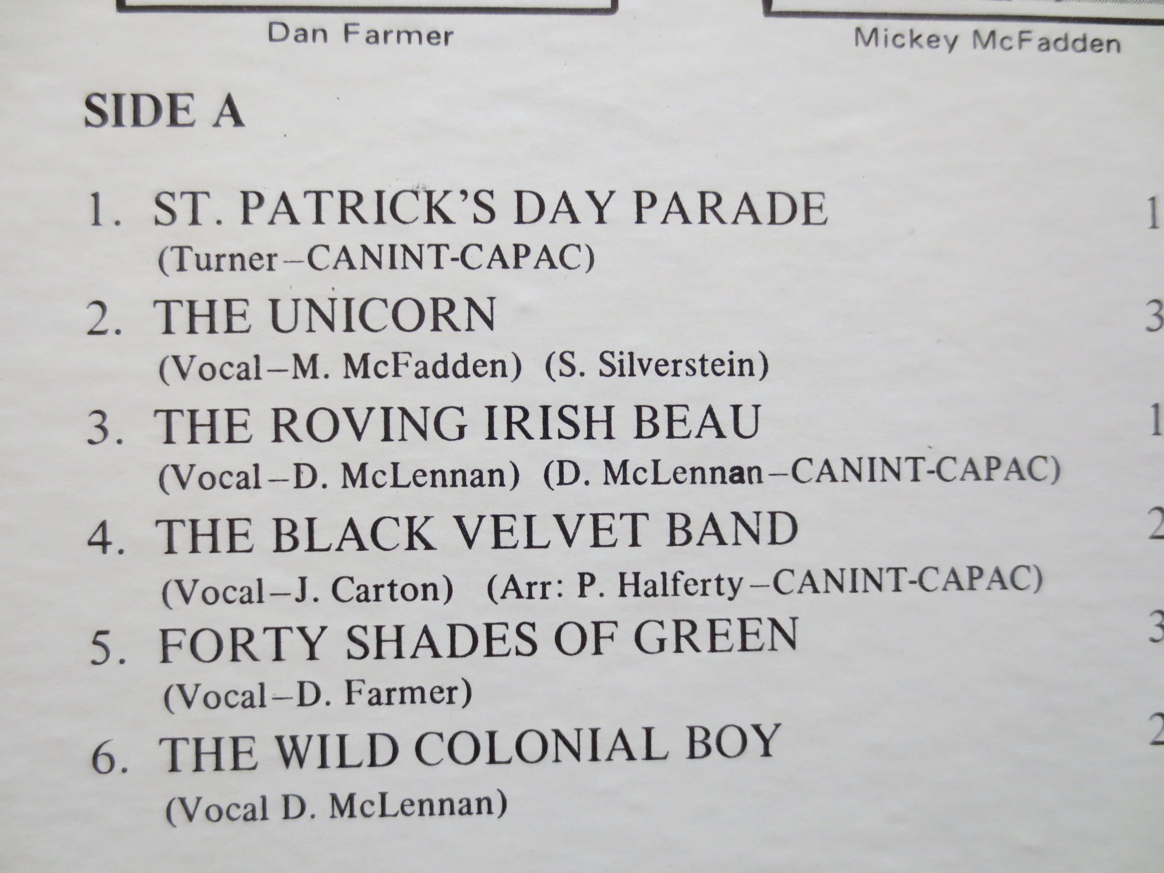 St. Patrick's Day – Maple Leaf Showband (1967) Vinyl LP