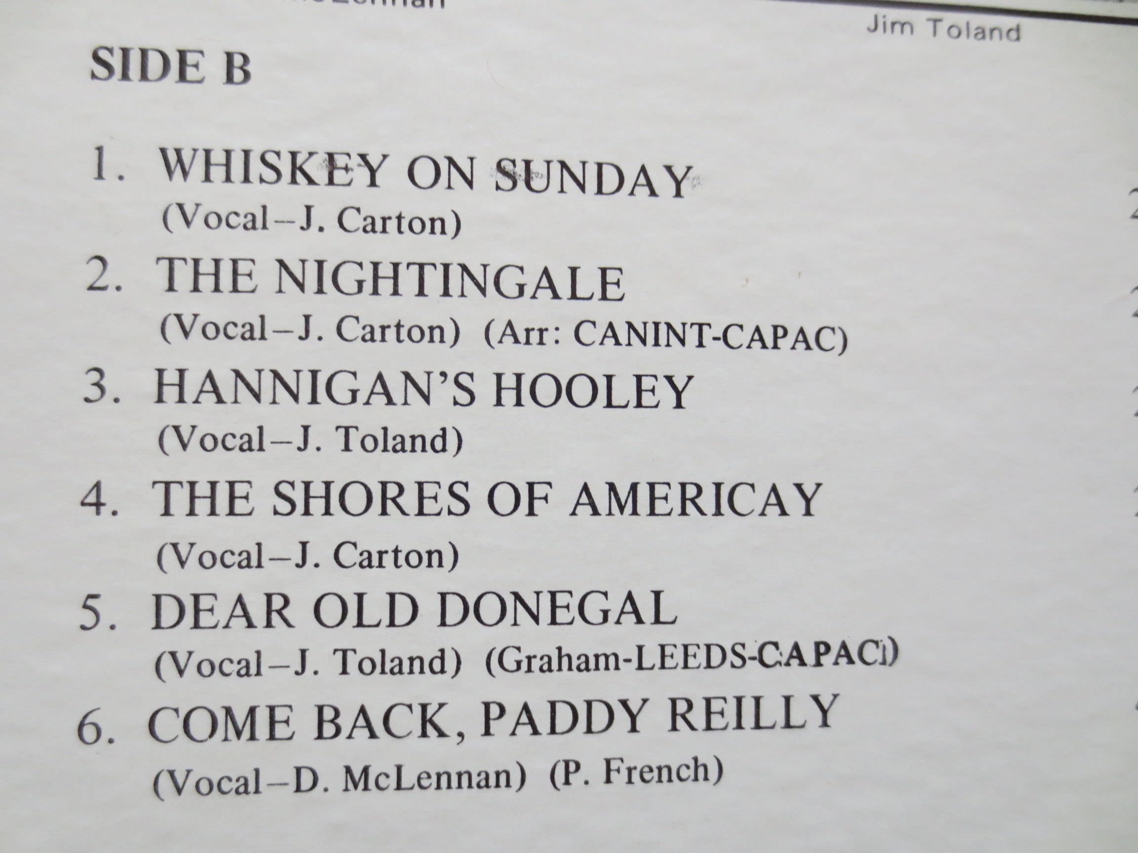 St. Patrick's Day – Maple Leaf Showband (1967) Vinyl LP