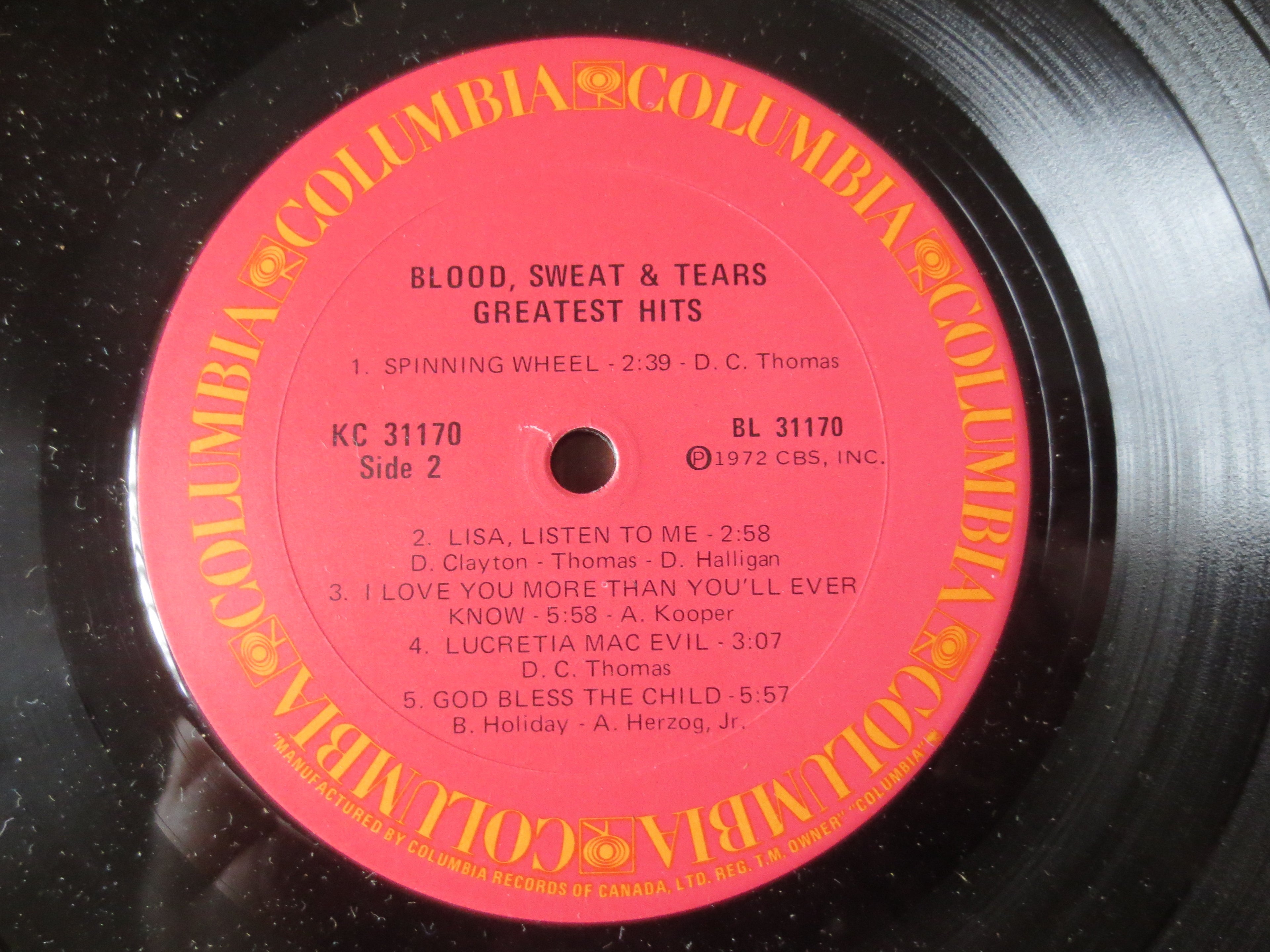 Blood, Sweat & Tears – Greatest Hits (1972) Vinyl LP