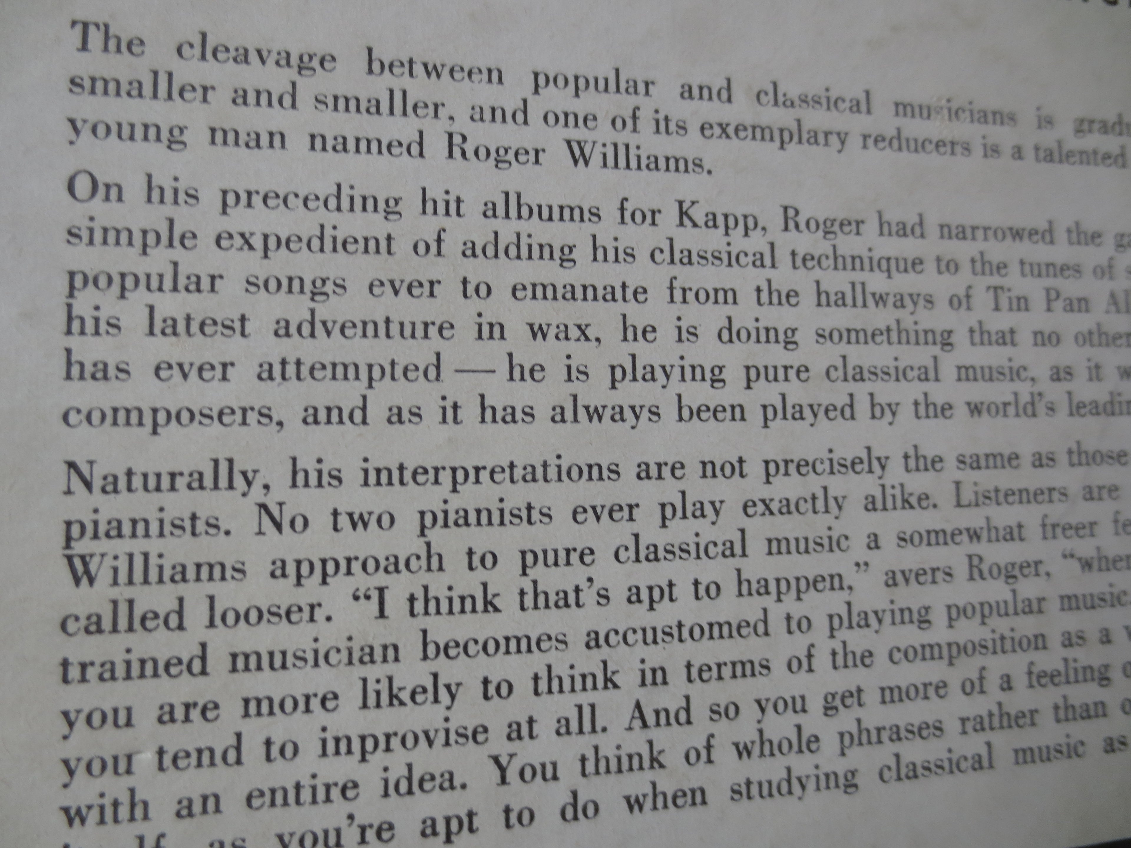 Roger Williams – Music of the Masters (1956) Vinyl LP