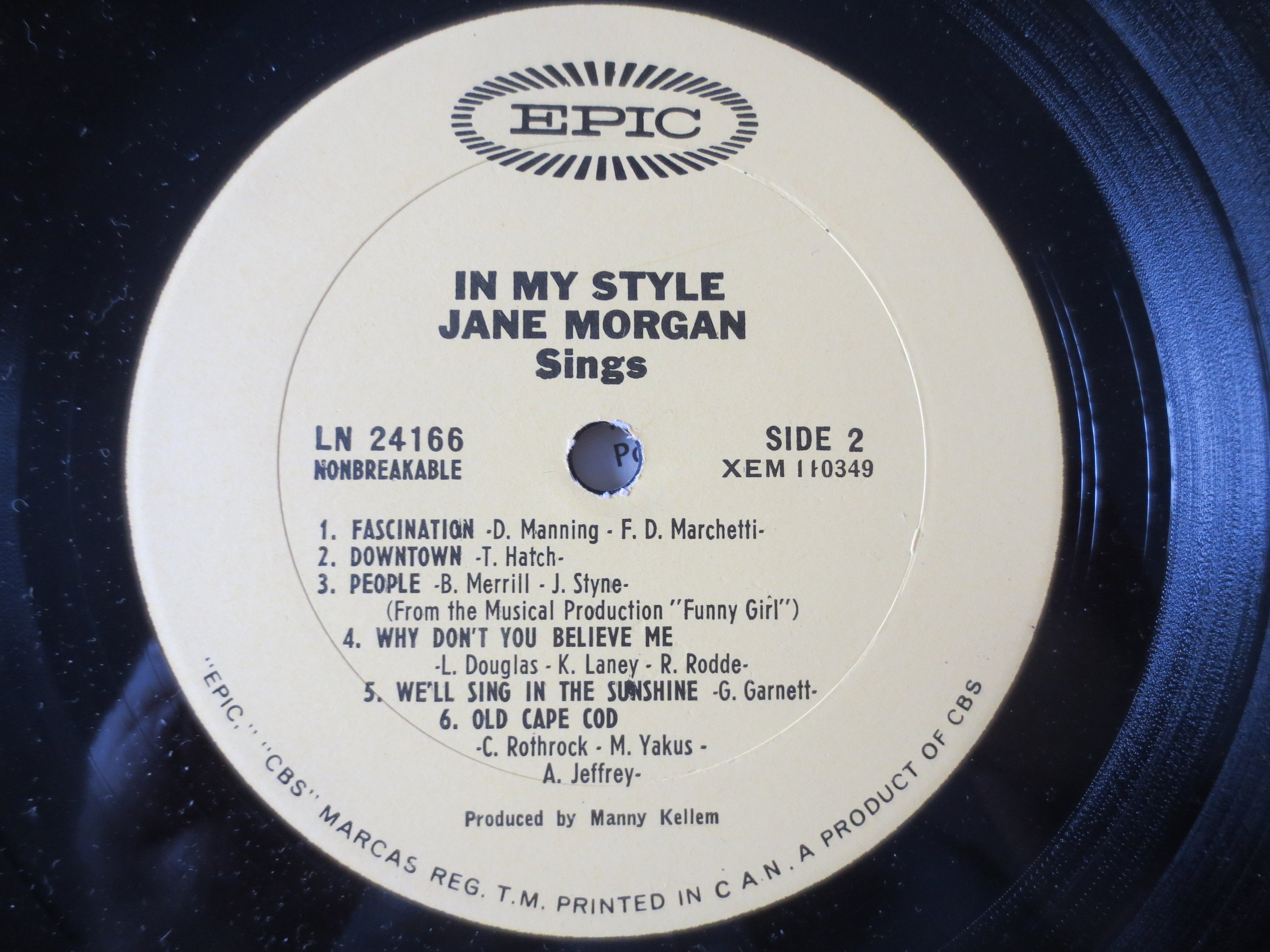 Jane Morgan – In My Style (1965) Vinyl LP