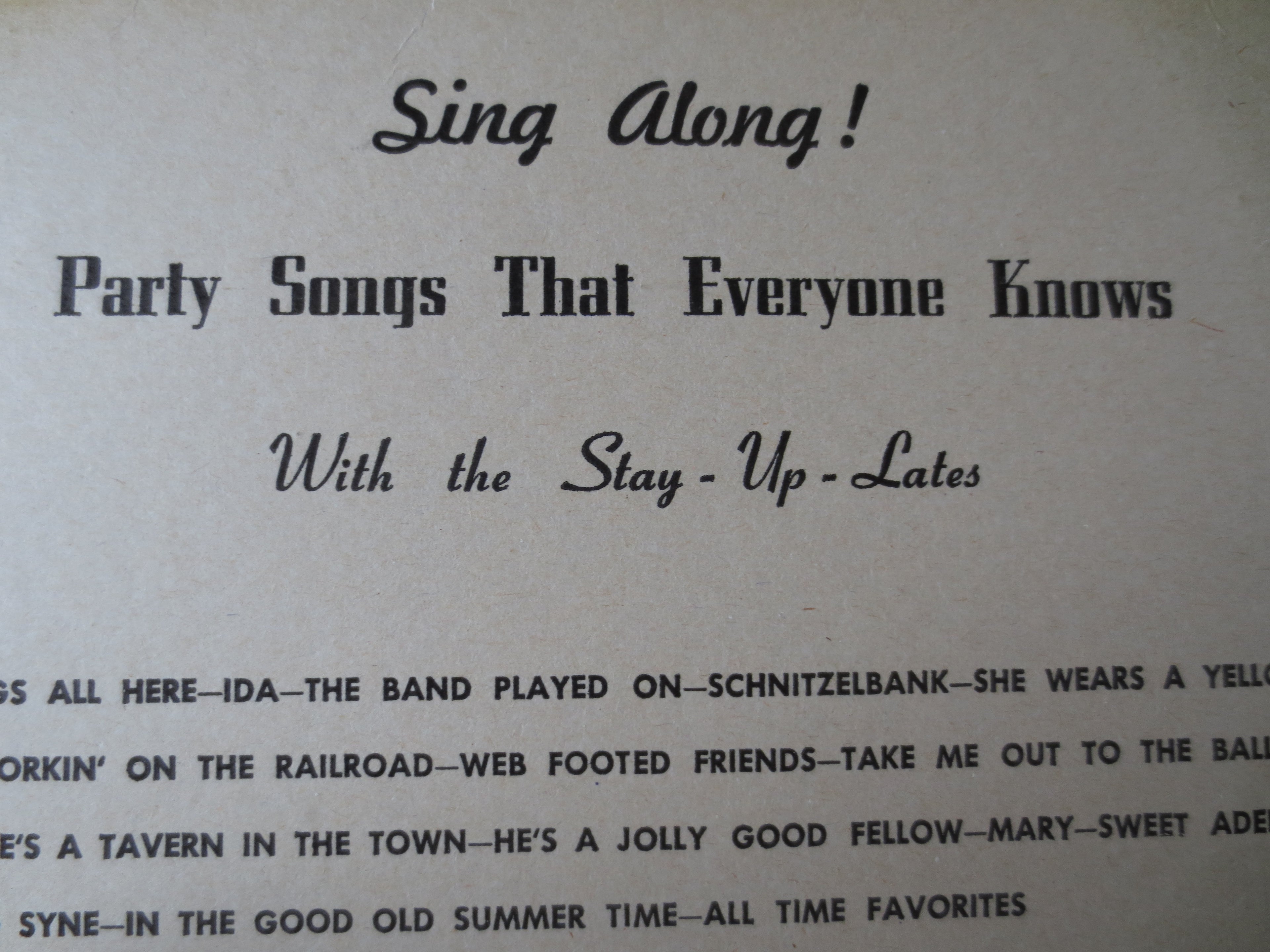 The Stay-Up-Lates – Sing Along (1960) Vinyl LP