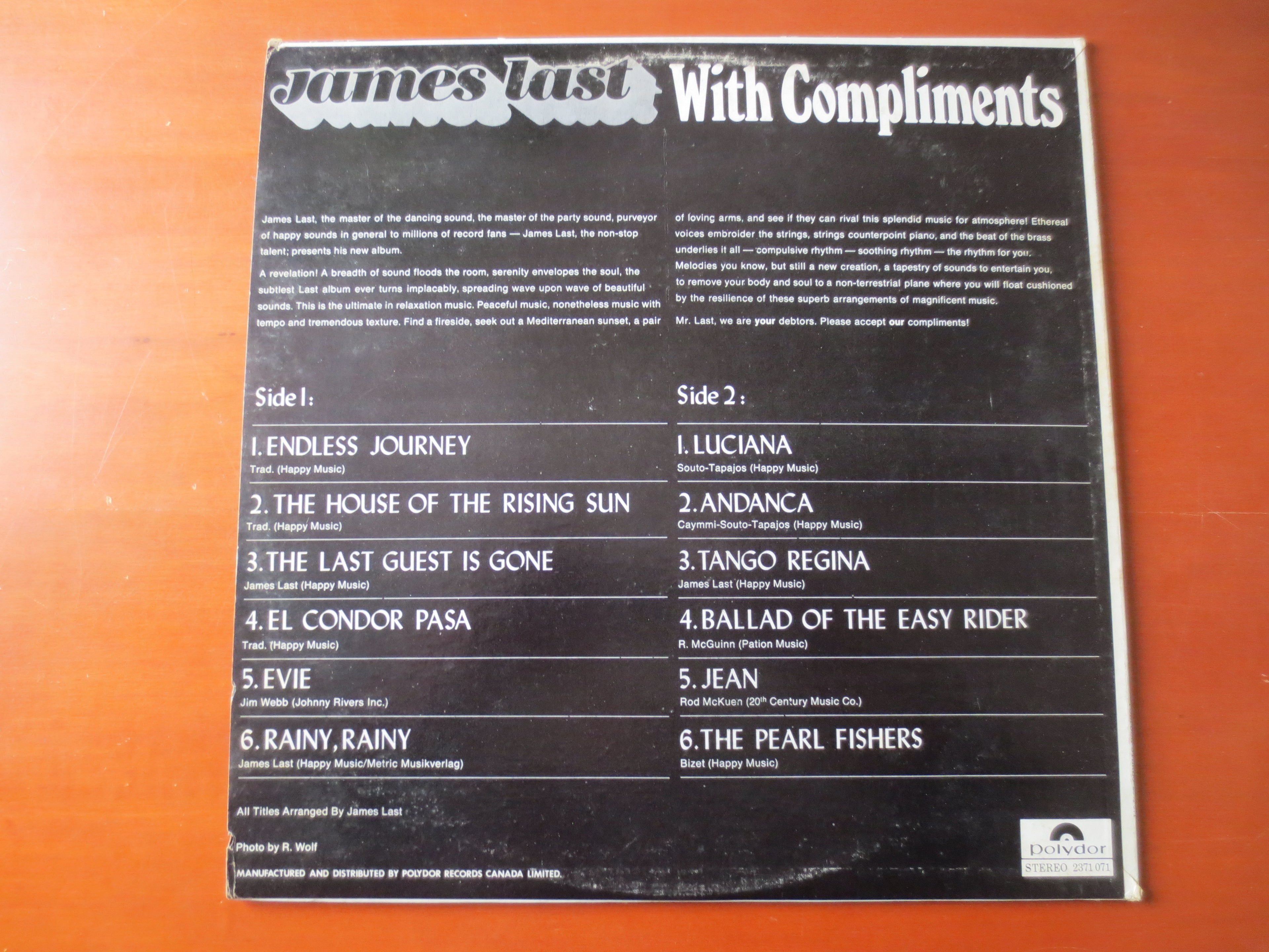 James Last – With Compliments (1970) Vinyl LP