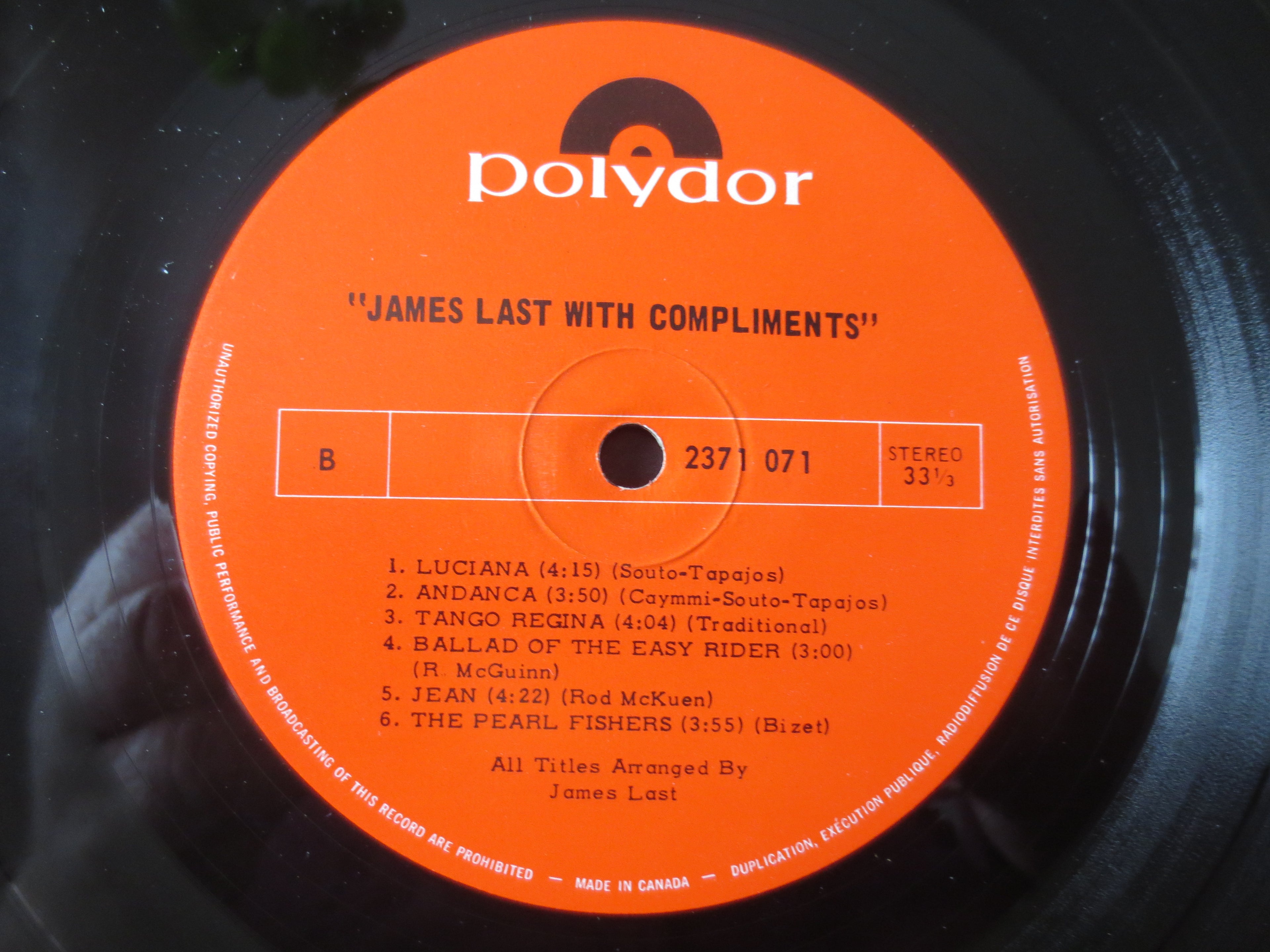 James Last – With Compliments (1970) Vinyl LP