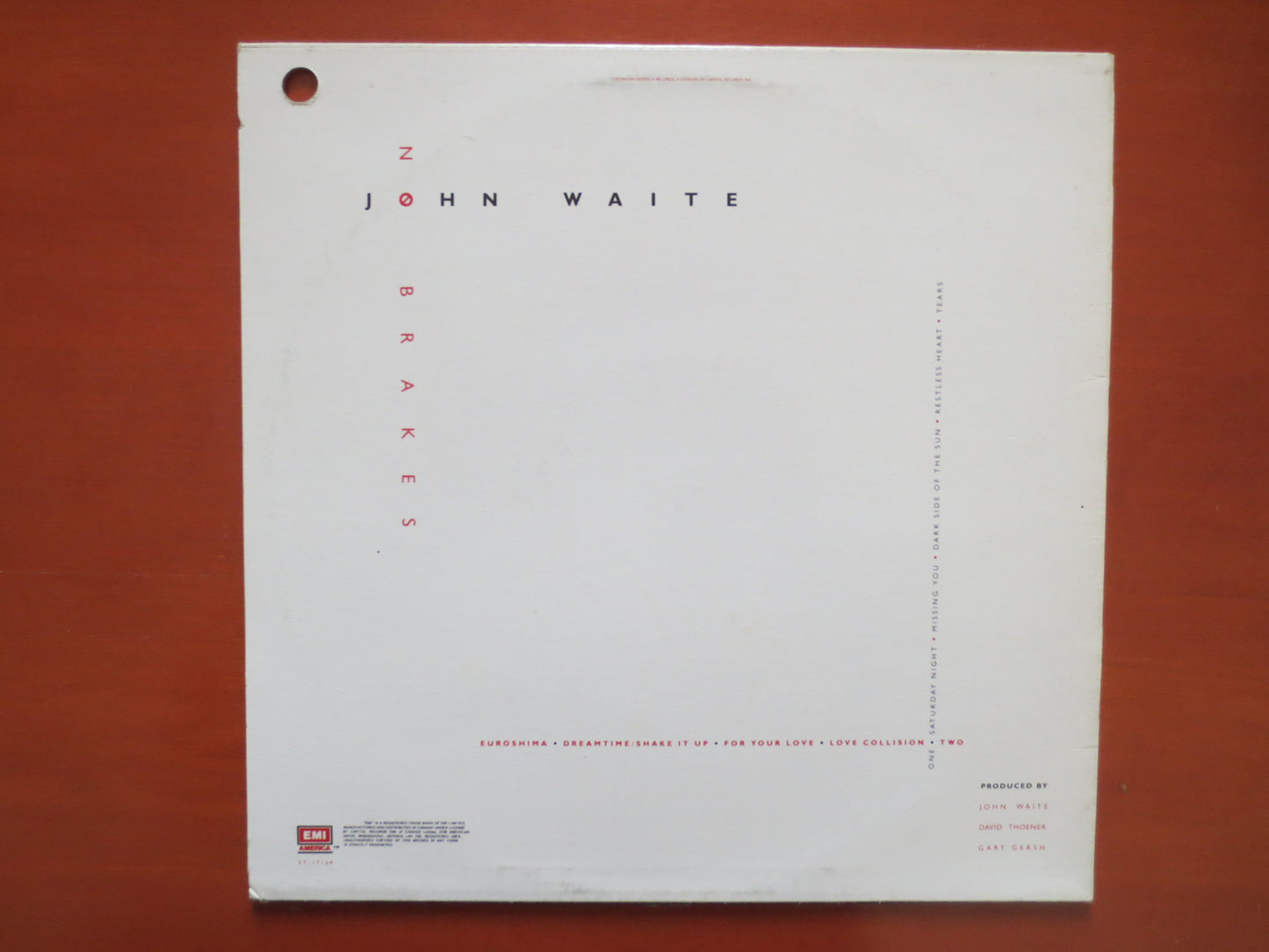 JOHN WAITE, No BRAKES Album, John Waite Album, John Waite Lp, John Waite Vinyl, Vintage Vinyl, Vinyl, 1984 Records