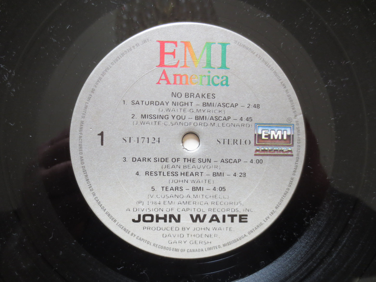 JOHN WAITE, No BRAKES Album, John Waite Album, John Waite Lp, John Waite Vinyl, Vintage Vinyl, Vinyl, 1984 Records