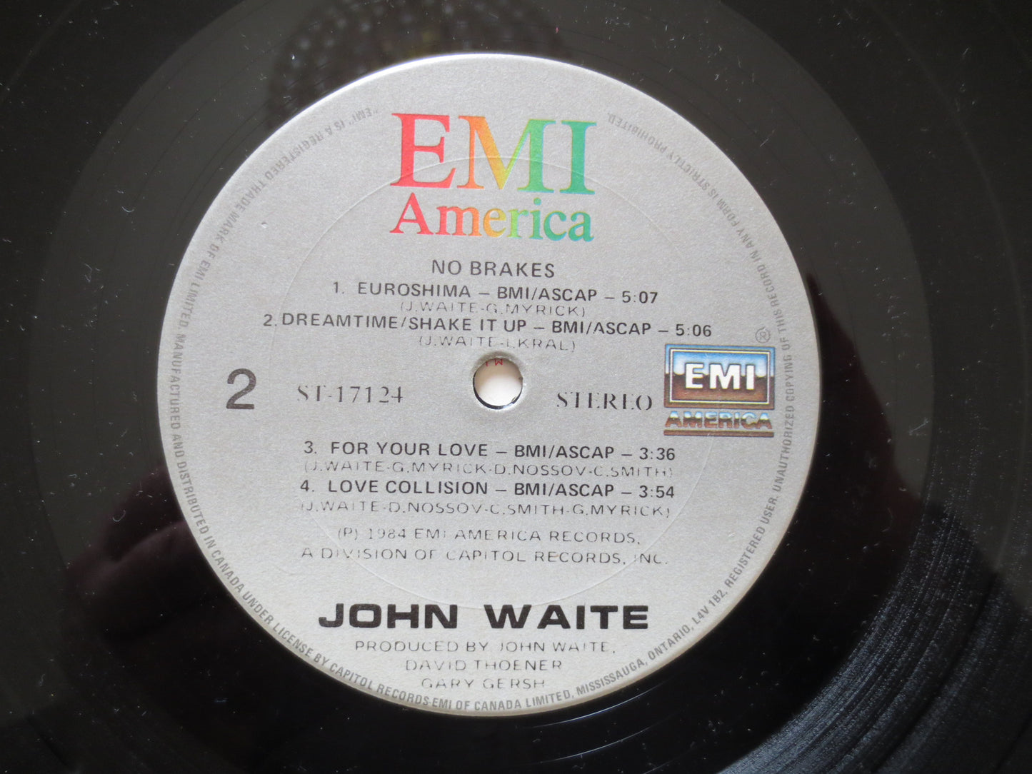 JOHN WAITE, No BRAKES Album, John Waite Album, John Waite Lp, John Waite Vinyl, Vintage Vinyl, Vinyl, 1984 Records