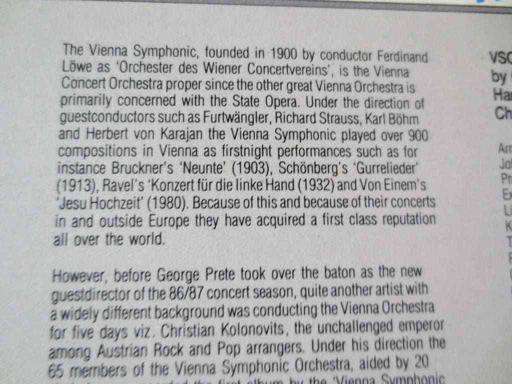 Vienna Symphonic Orchestra – VSOP (1986) Vinyl LP