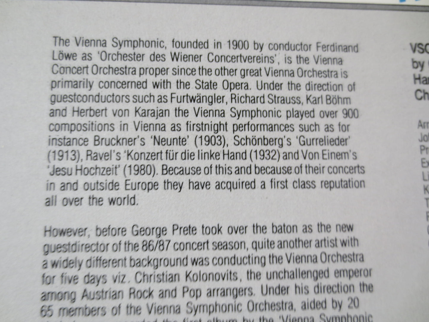 VIENNA SYMPHONIC, ORCHESTRA, Classical Album, Classical Music Lp, Classical Records, Orchestra Records, Lps,1986 Records