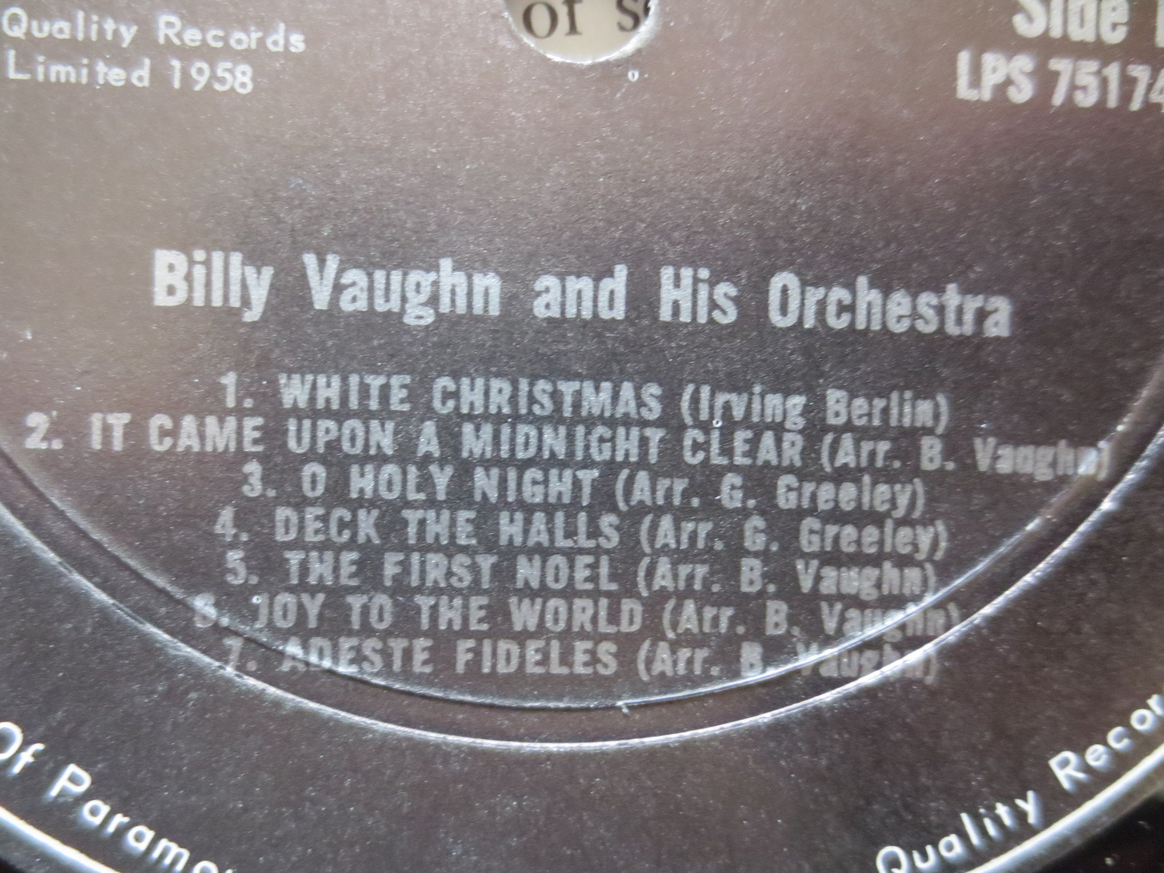 –　Christmas　Record,　Chri　BILLY　Album,　Store　VAUGHN,　Christmas　Vintage　CHRISTMAS　Songs,　Record