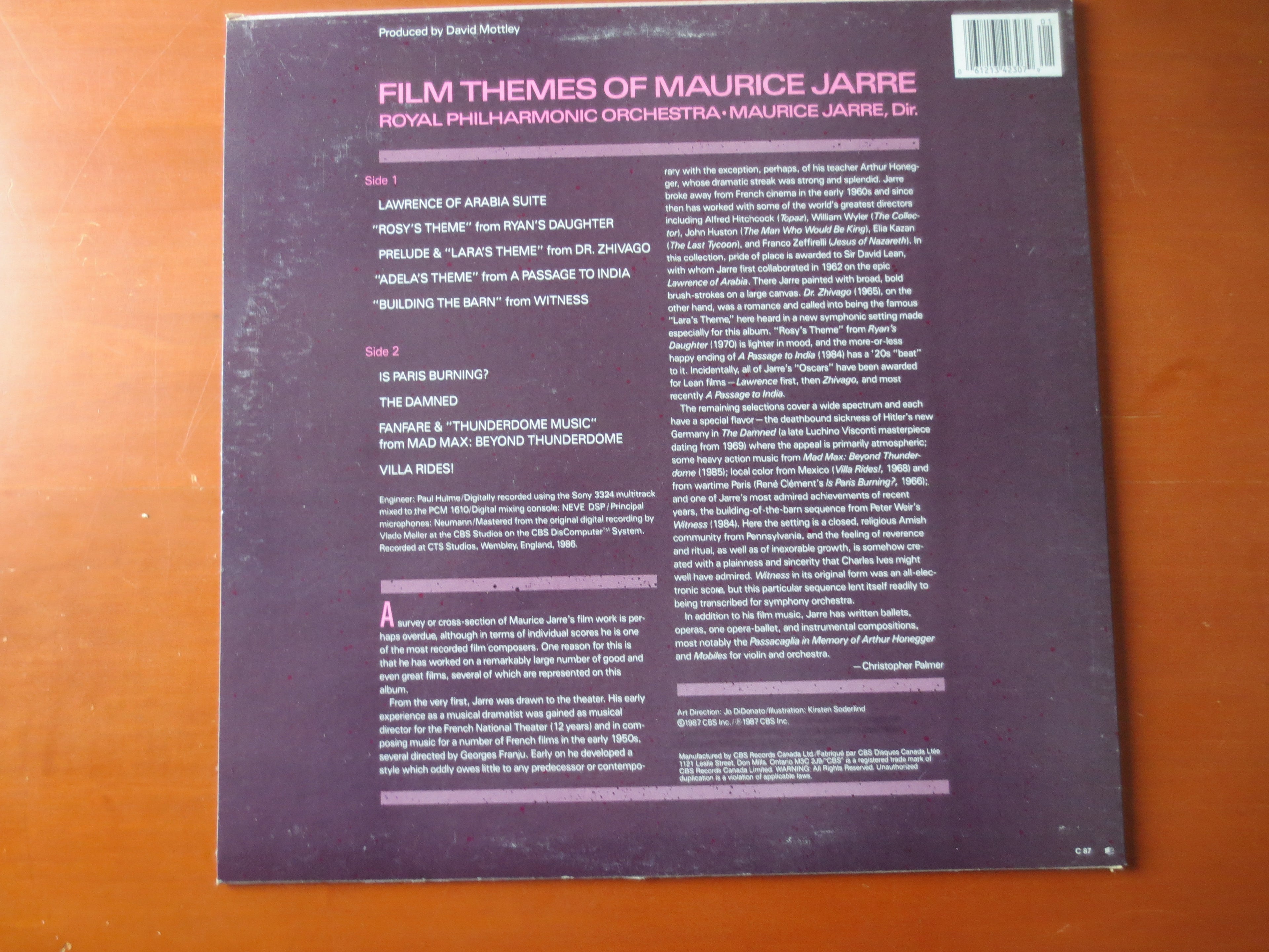 Maurice Jarre – Jarre by Jarre (1987) Vinyl LP
