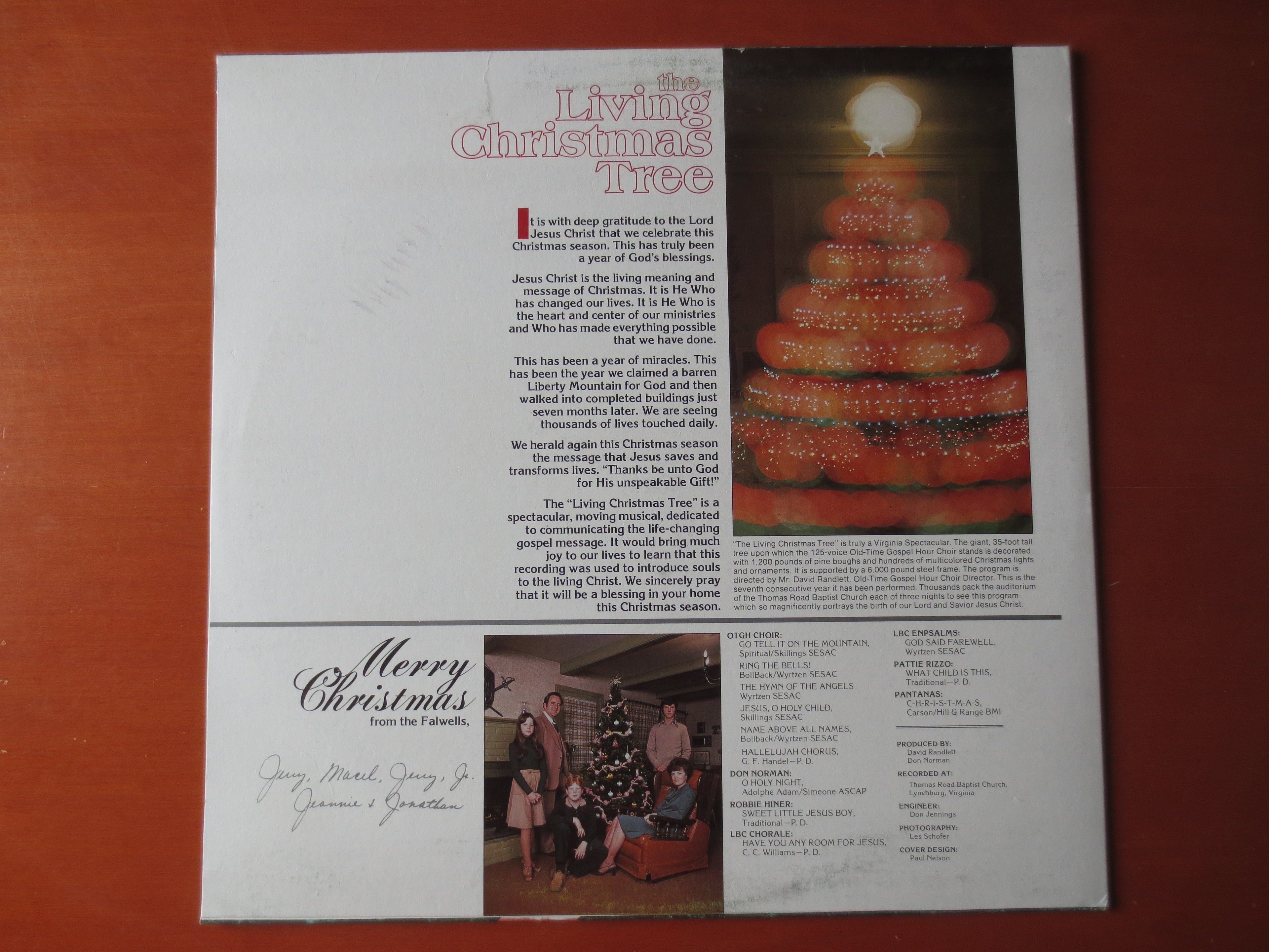Dr. Jerry Falwell – The Living Christmas Tree (1973) Vinyl LP