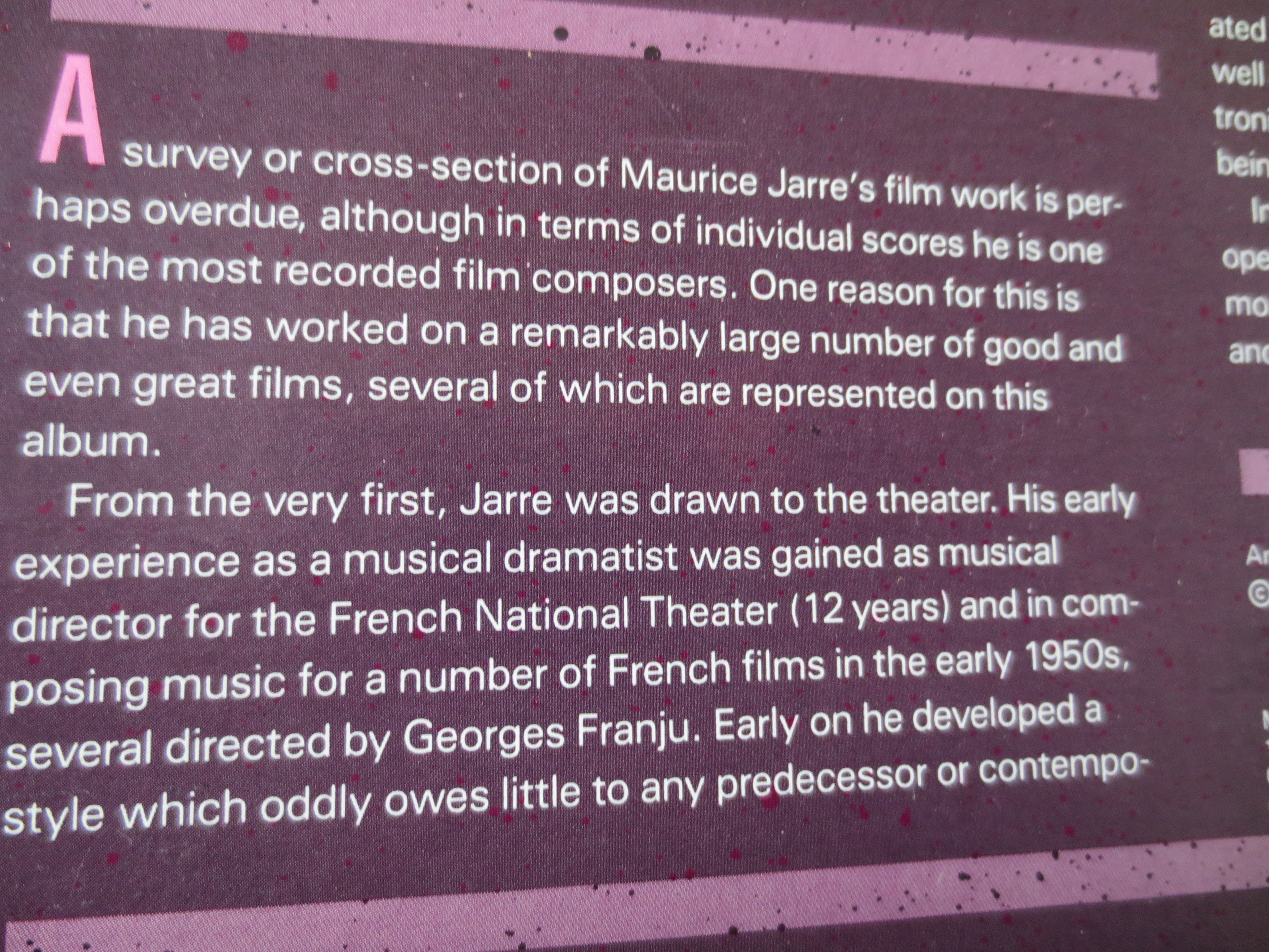 Maurice Jarre – Jarre by Jarre (1987) Vinyl LP