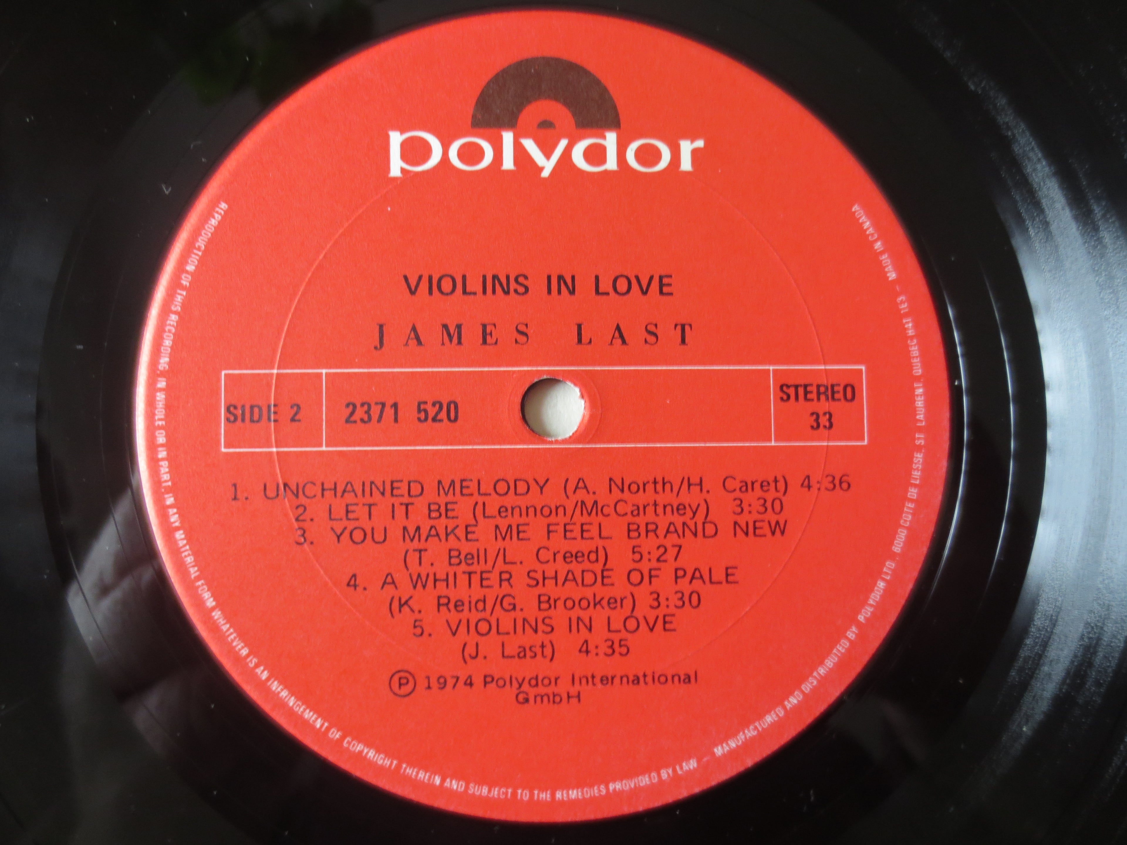 James Last – Violins in Love (1974) Vinyl LP