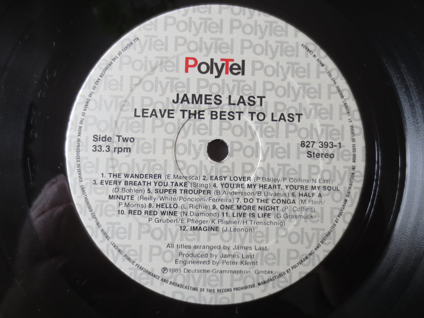 JAMES LAST, BEST to Last, James Last Records, James Last Albums, Vintage Vinyl, James Last Vinyl, Jazz Lps, 1985 Records
