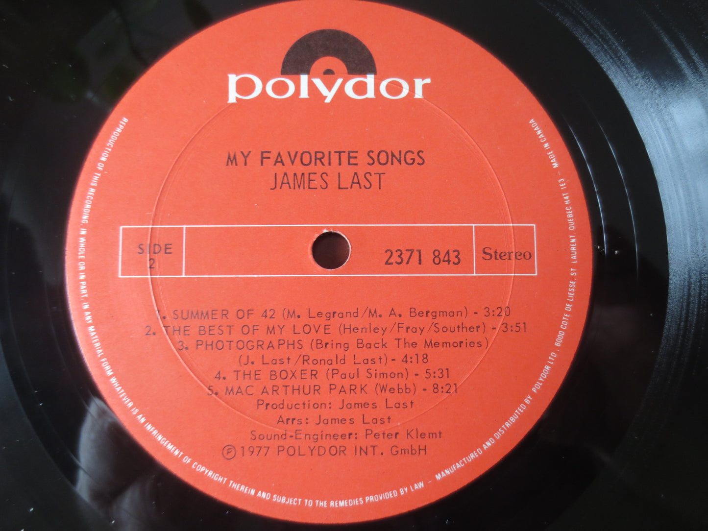 JAMES LAST, My FAVORITE Songs, James Last Records, James Last Albums, Vintage Vinyl, James Last Vinyl, Vinyl, 1978 Records