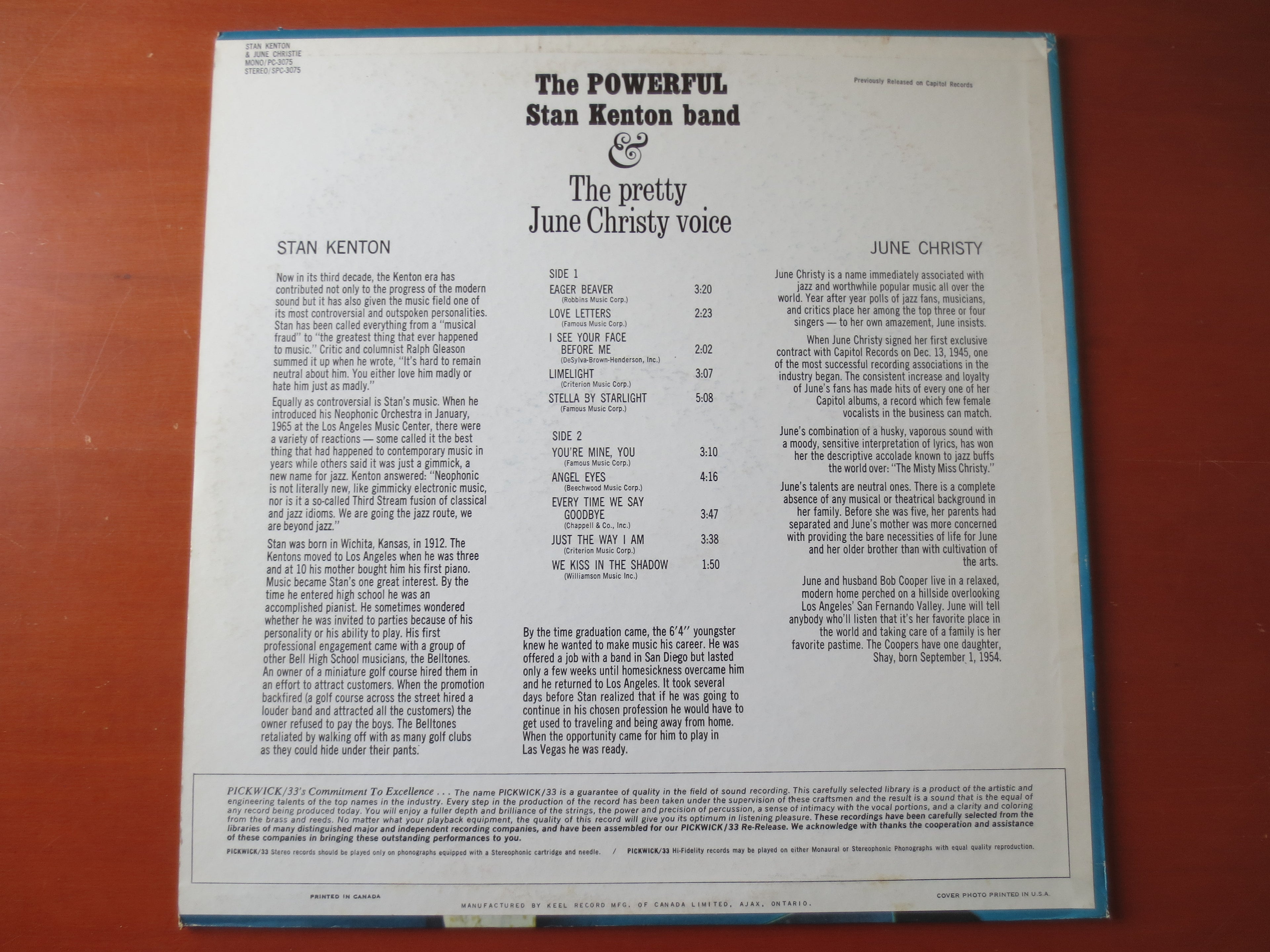 Stan Kenton & June Christy – Stan Kenton and June Christy (1967) Vinyl LP