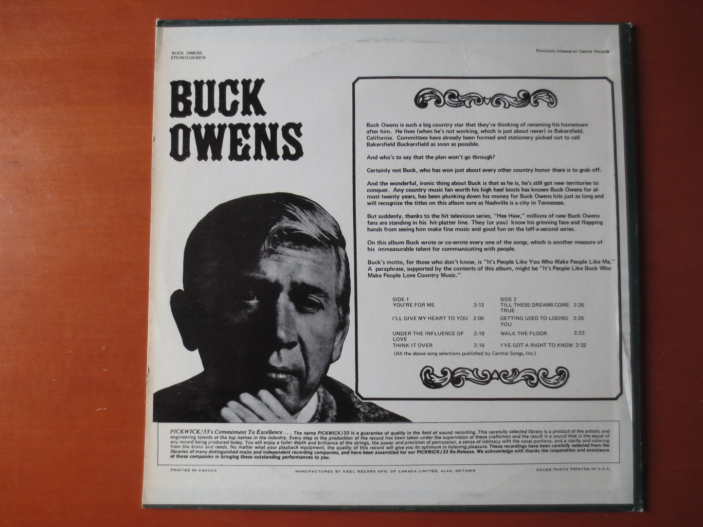 BUCK OWENS, You're For Me, BUCK Owens Records, Buck Owens Albums, Buck Owens Vinyl, Buck Owens Lps, Vinyl Lps, 1969 Records